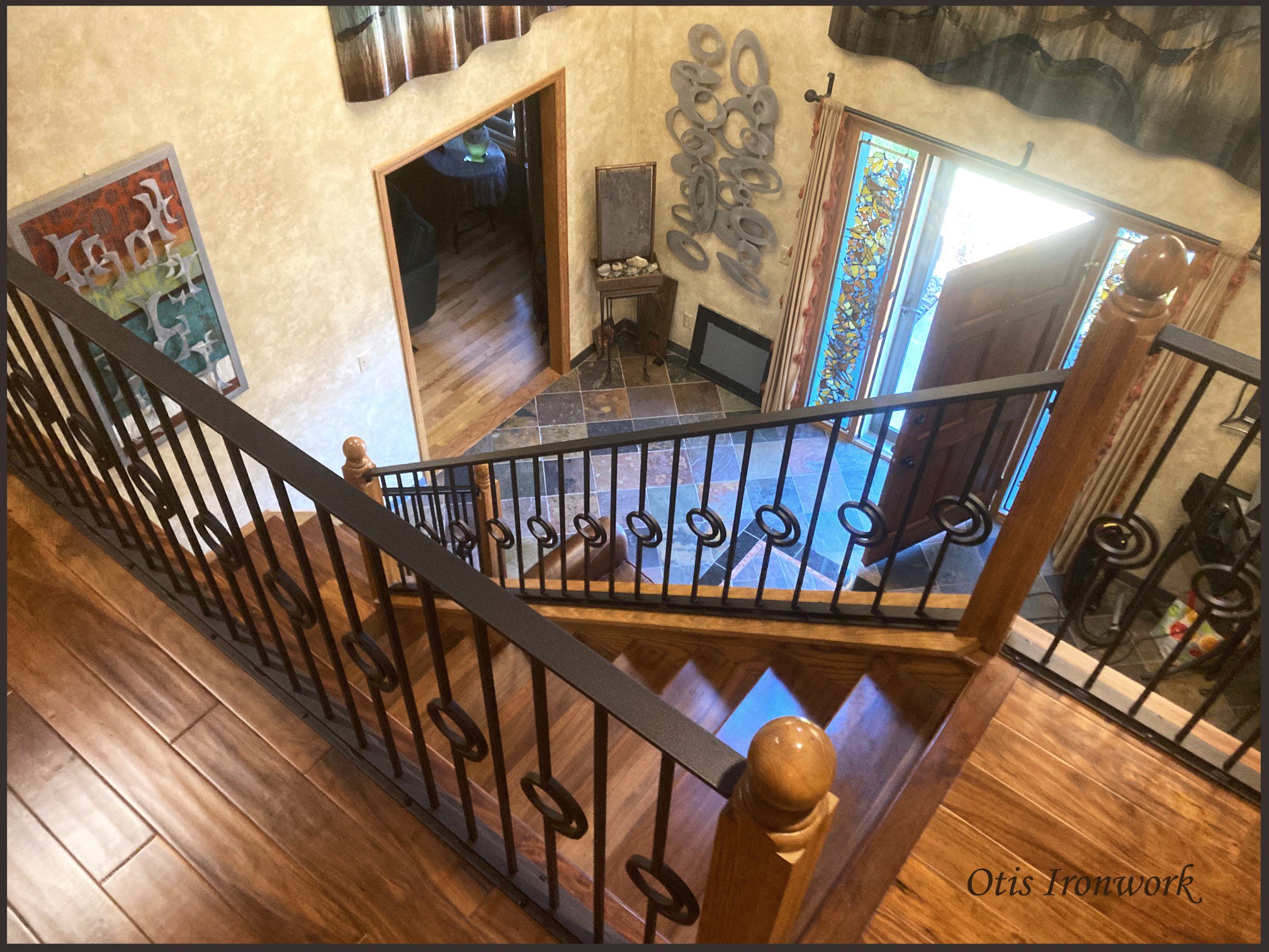 Custom railings handcrafted by Otis Ironwork. Welded from quality materials including a durable powder coat paint finish and professional installation. Call Otis Ironwork at 507-995-3745 to get your railing project started.