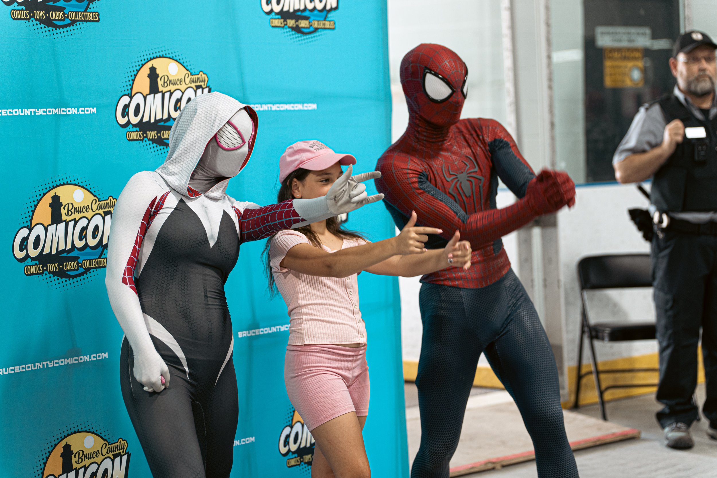 Amazing Spider-Guy with fans at Bruce County Comicon