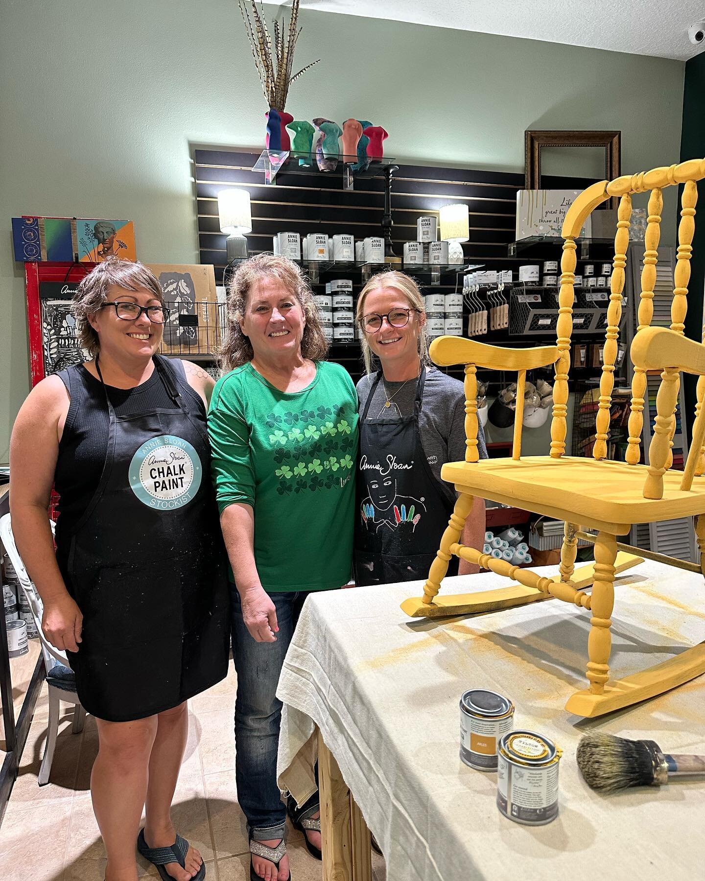We had an amazing time at the Transforming Furniture with a Chalk Paint class. This was a special class as they celebrated a birthday and the project piece was for the newest addition to their family. It was so beautiful. Thank you ladies for coming 