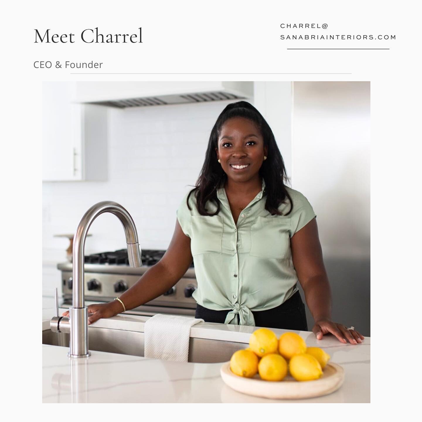 Hey everyone! I'm Charrel Sanabria.  As the owner of Sanabria Interiors, a full-service interior design studio, I'm passionate about creating beautiful spaces that reflect your unique style. 

Aside from being an interior designer, I'm also a militar