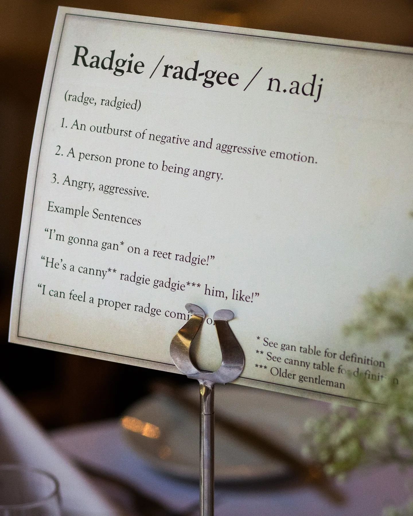 This table name did make me chuckle at Rachel &amp; Rick's @whitworthhall wedding.

There's a few &quot;radgies&quot; around the world right now, that's for sure!

#whitworthhall
#weddingreception
#weddingseatingplan
#weddinghumour
#northeastweddingp
