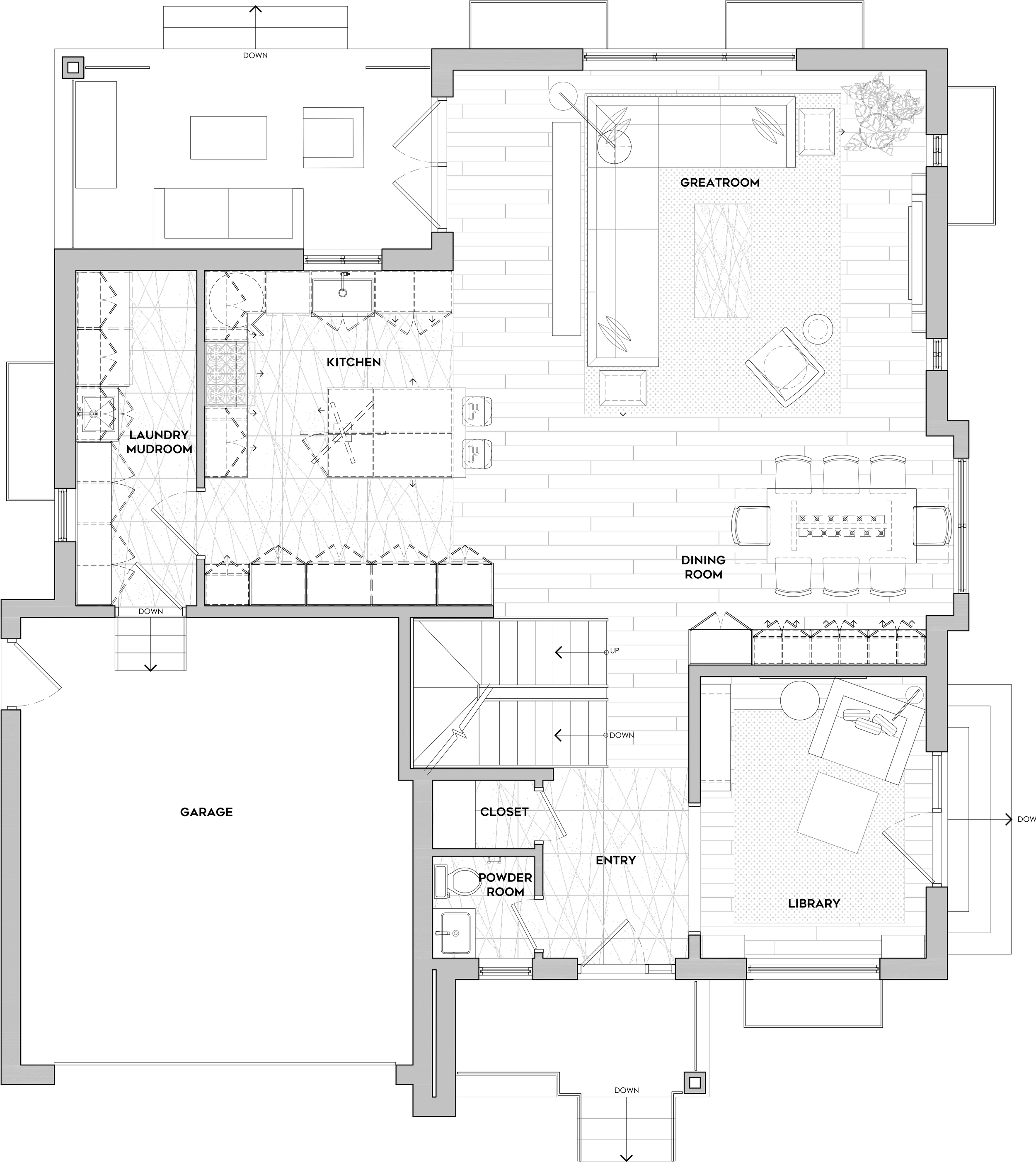 Greyscale graphic floor plan