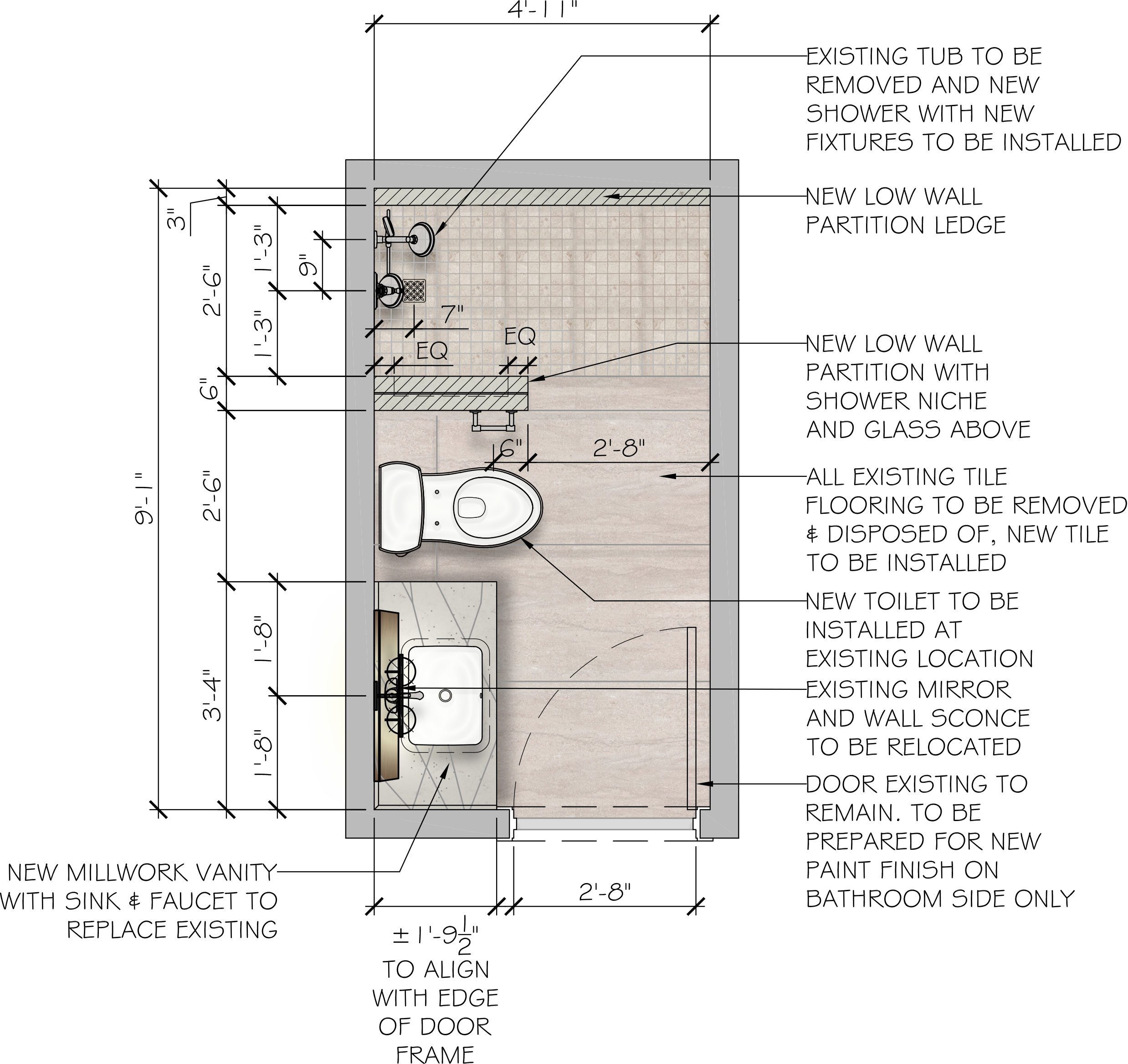 rendered bathroom plan