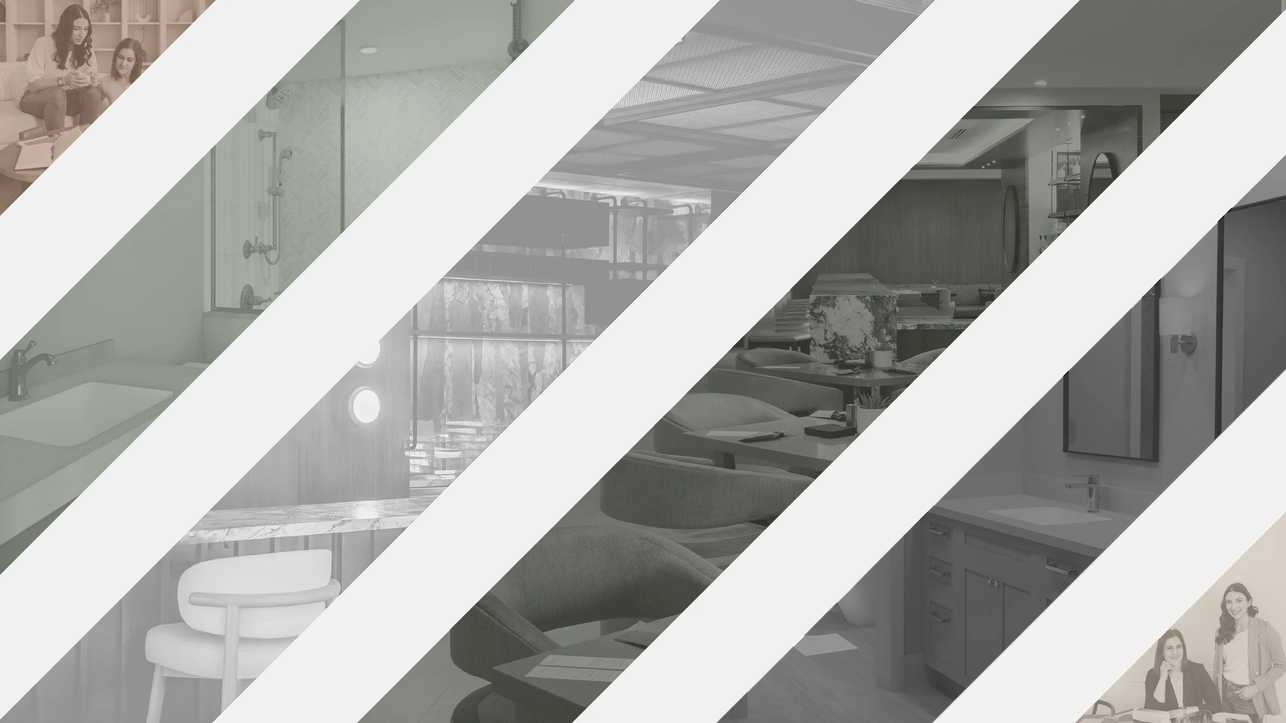 Graphic coloured examples of past projects and co-founders: Angeline Pizolinas and Emma Hannaford