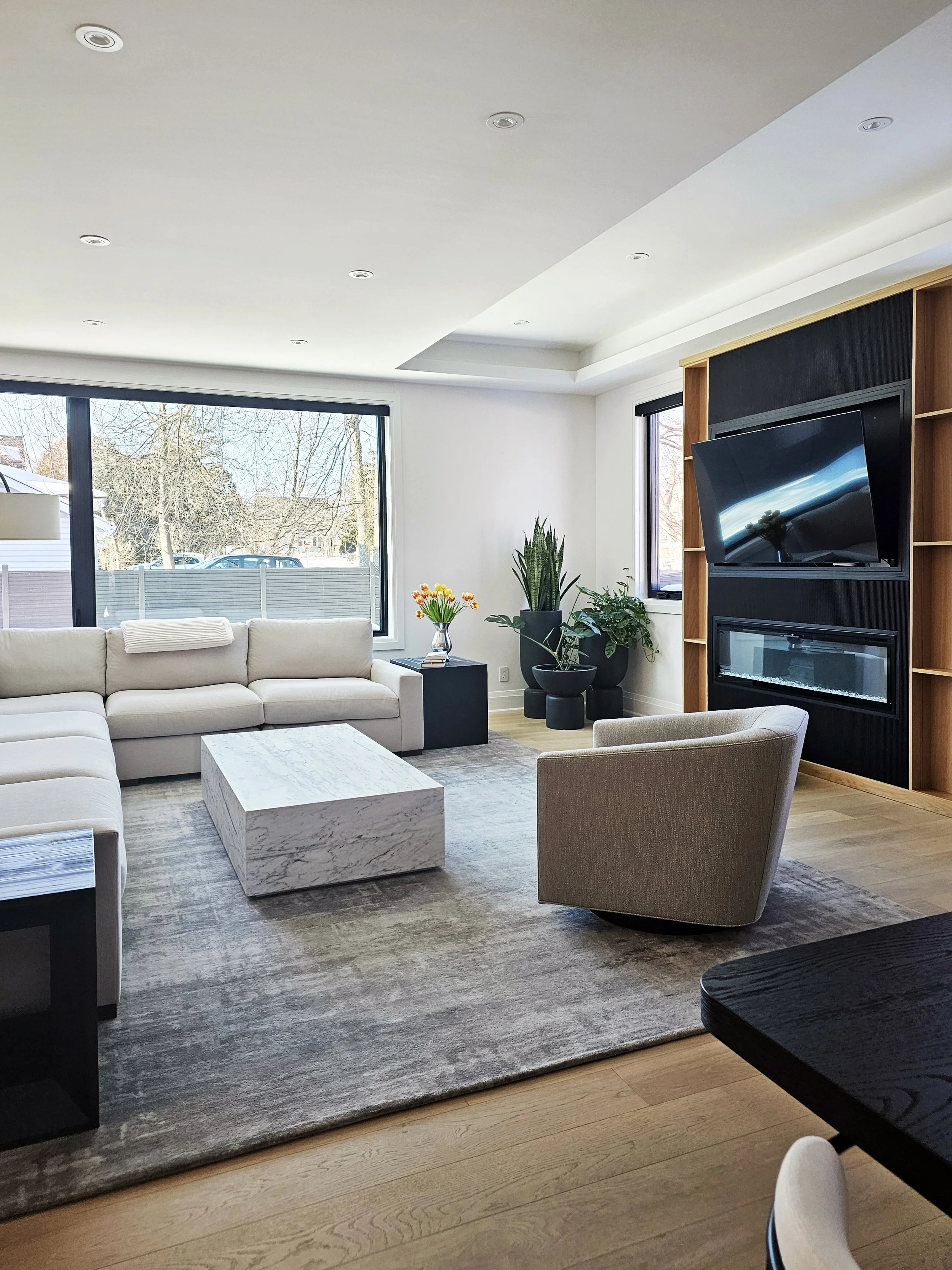 modern living room with sectional sofa