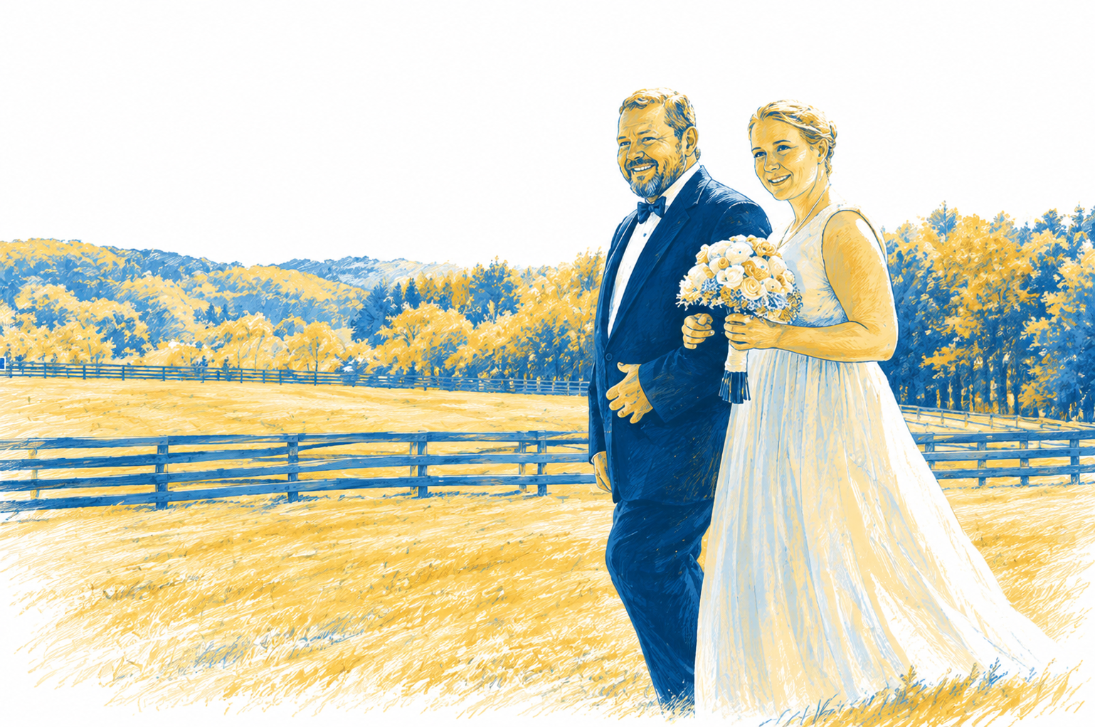 AI enhanced image of my father Michael Urban (1953-2026) and me on my wedding day. The enhancements were made to compliment the original work by our Senior Designer, Julia Vasenina, at the top of the blog post.
