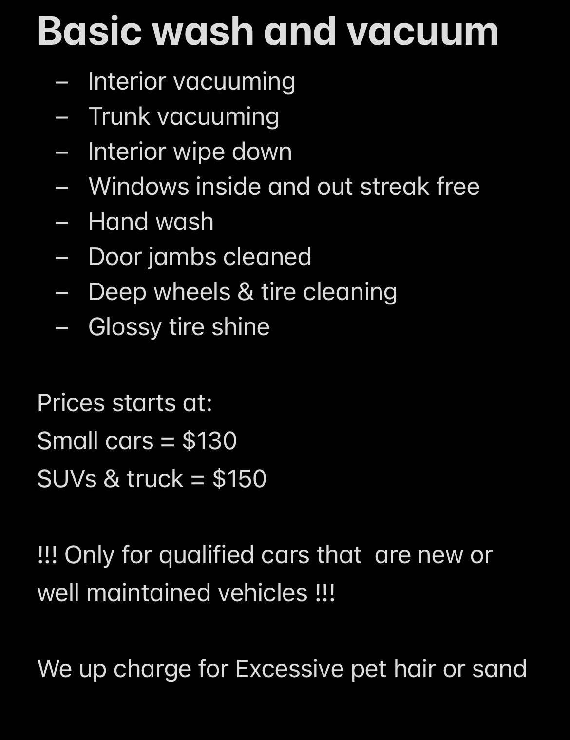 basic wash and vacuum