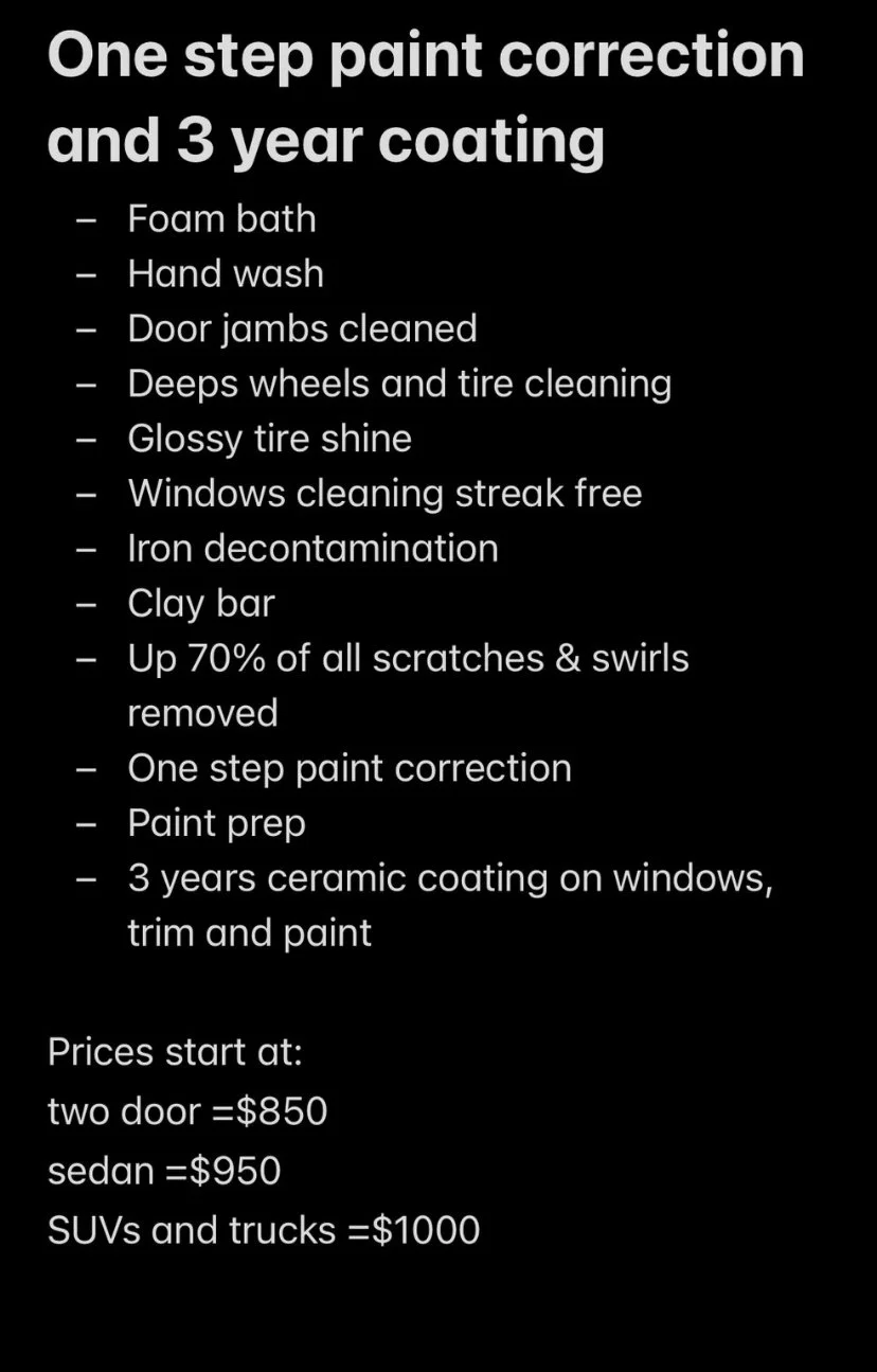 one step paint correction & 3 year coating