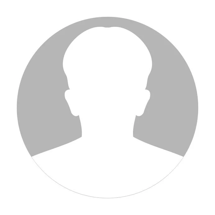 Gray silhouette of a person's head and shoulders in a circle.