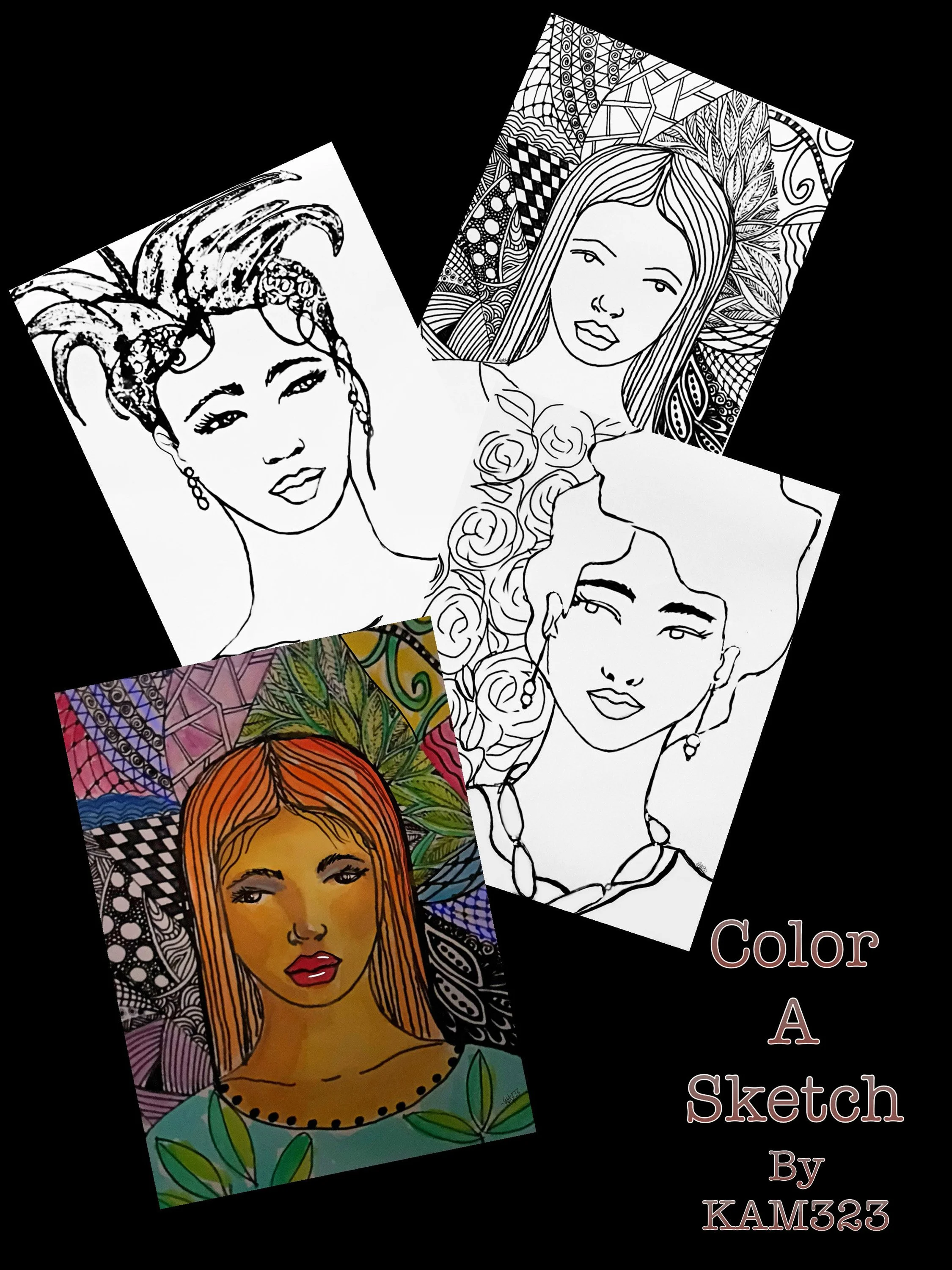 3-Pack of 8"×10" Artist Coloring Sketches  - Set 1