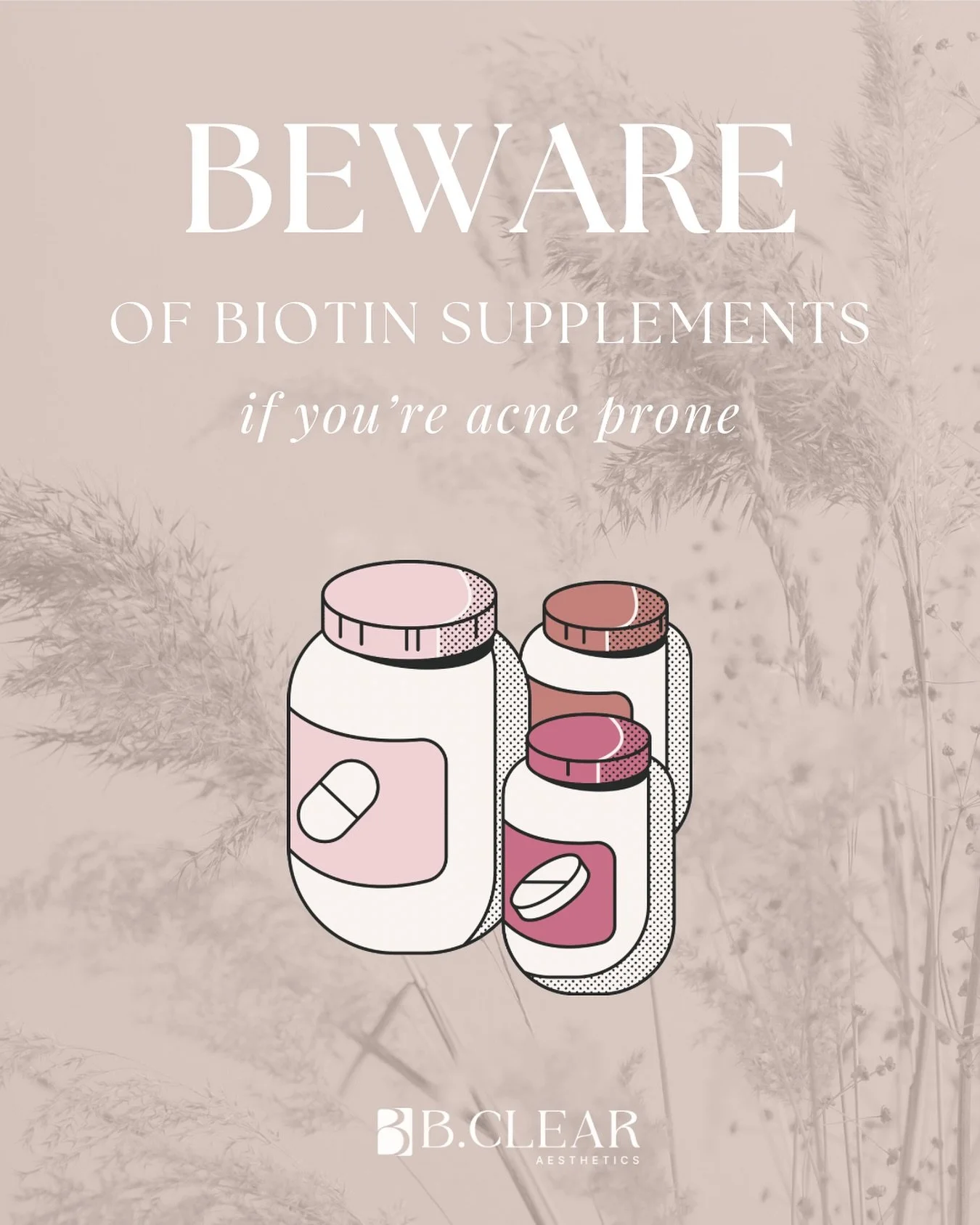 Beware of this spooky item in your cabinet 👻 

Biotin may seem like a treat for your hair and skin but did you know that for acne-prone skin it can actually cause more unwanted breakouts❗️

We recommend checking these items because unfortunately Bio