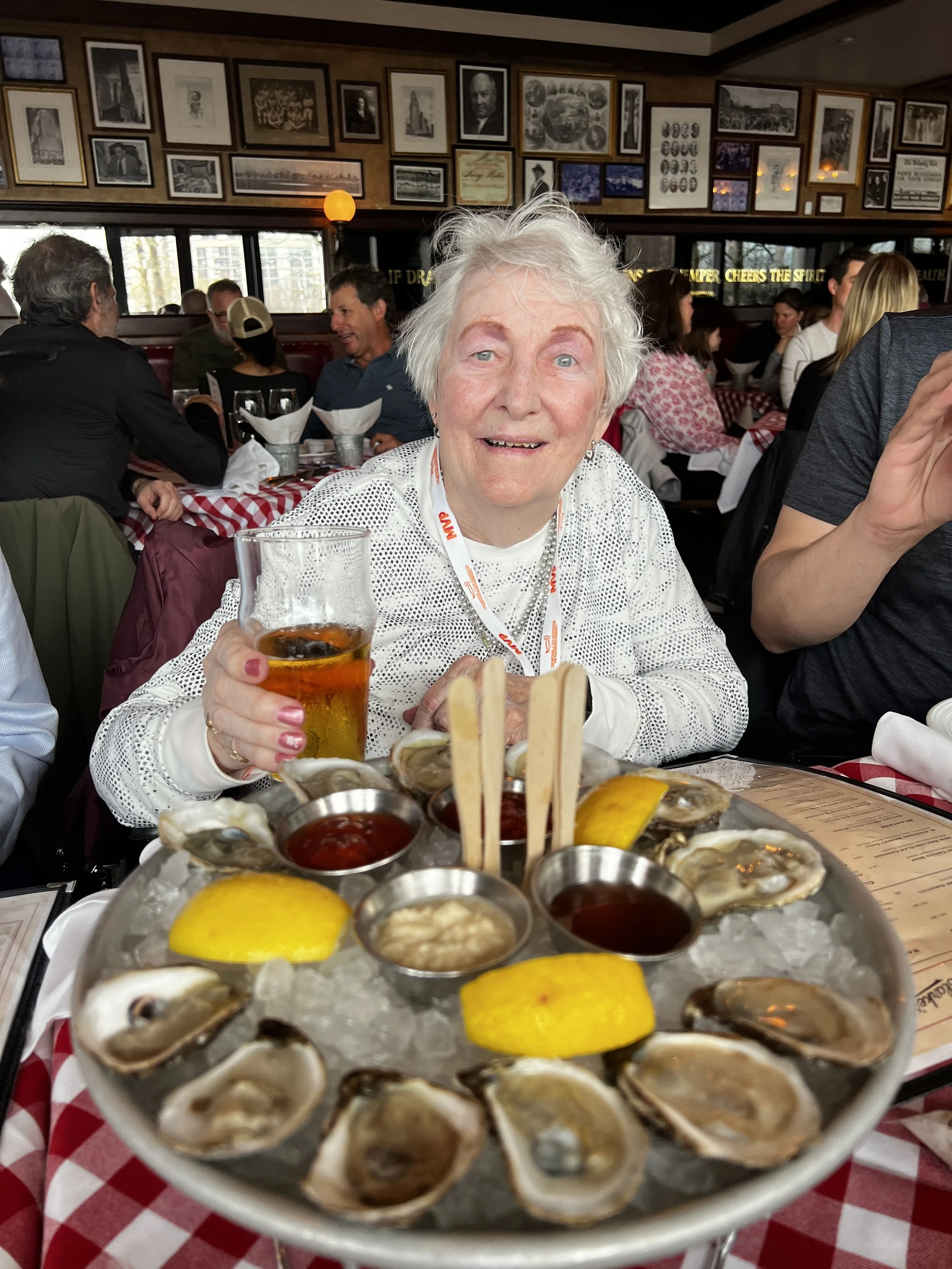 Dopa Dreams Project participant and Parkinson's warrior Joan dining out in NYC - part of her dream experience.