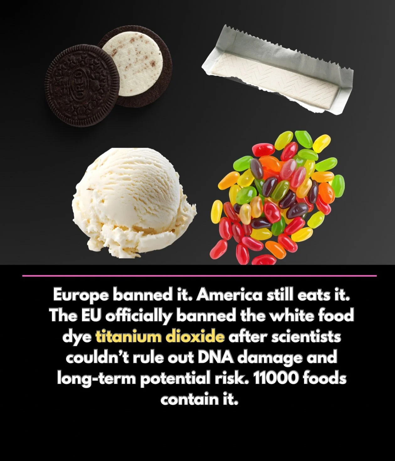 The European Union banned titanium dioxide (E171) as a food additive in 2022 after the European Food Safety Authority (EFSA) concluded it could no longer be considered safe. The ban was based on evidence showing that titanium dioxide nanoparticles ma