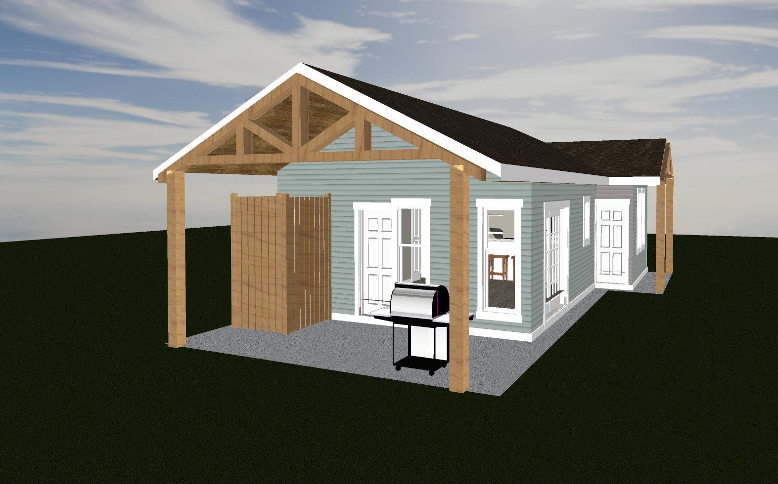 Covered Porch and Shower