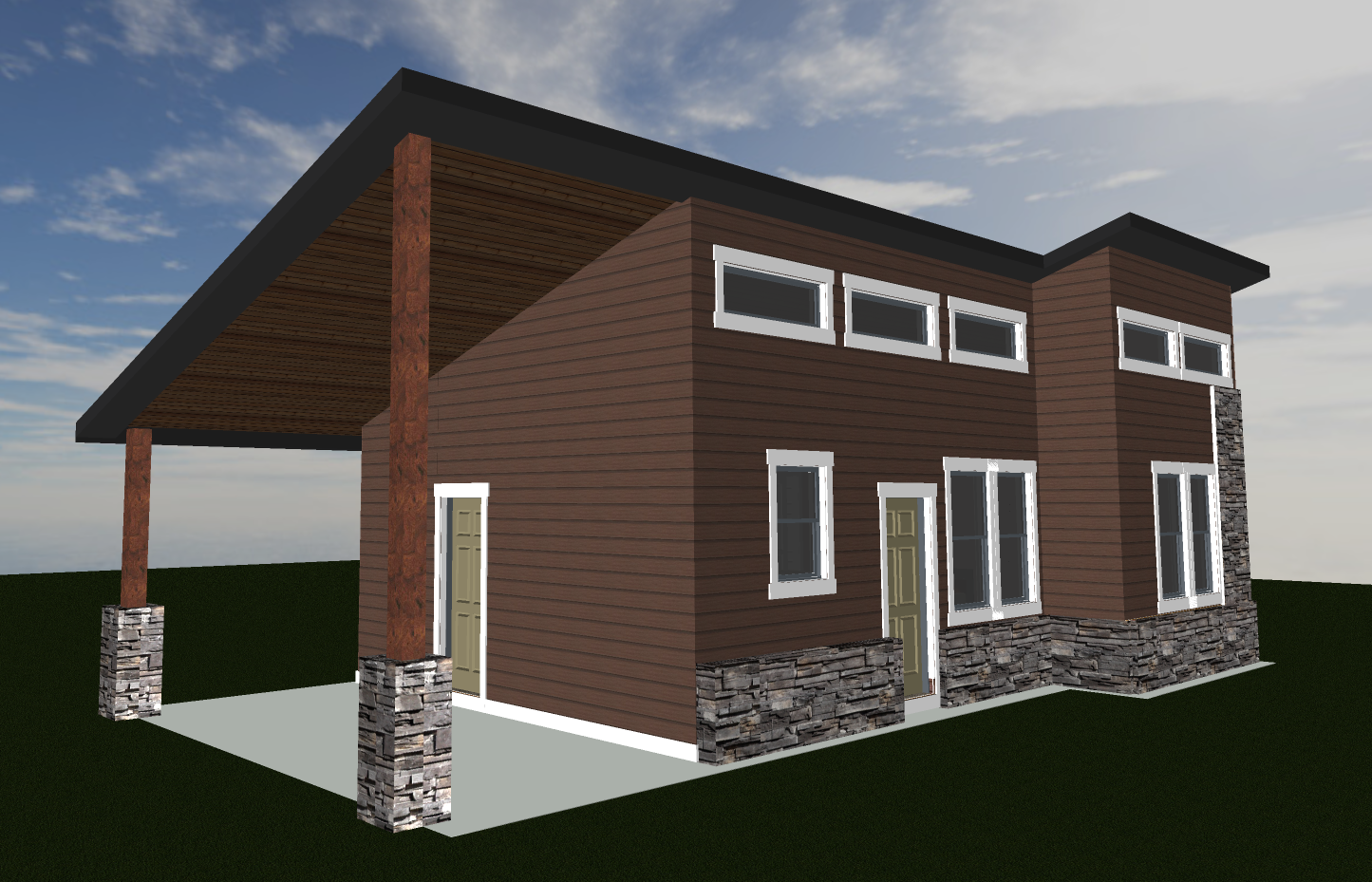 Side Elevation, Modern Small Home