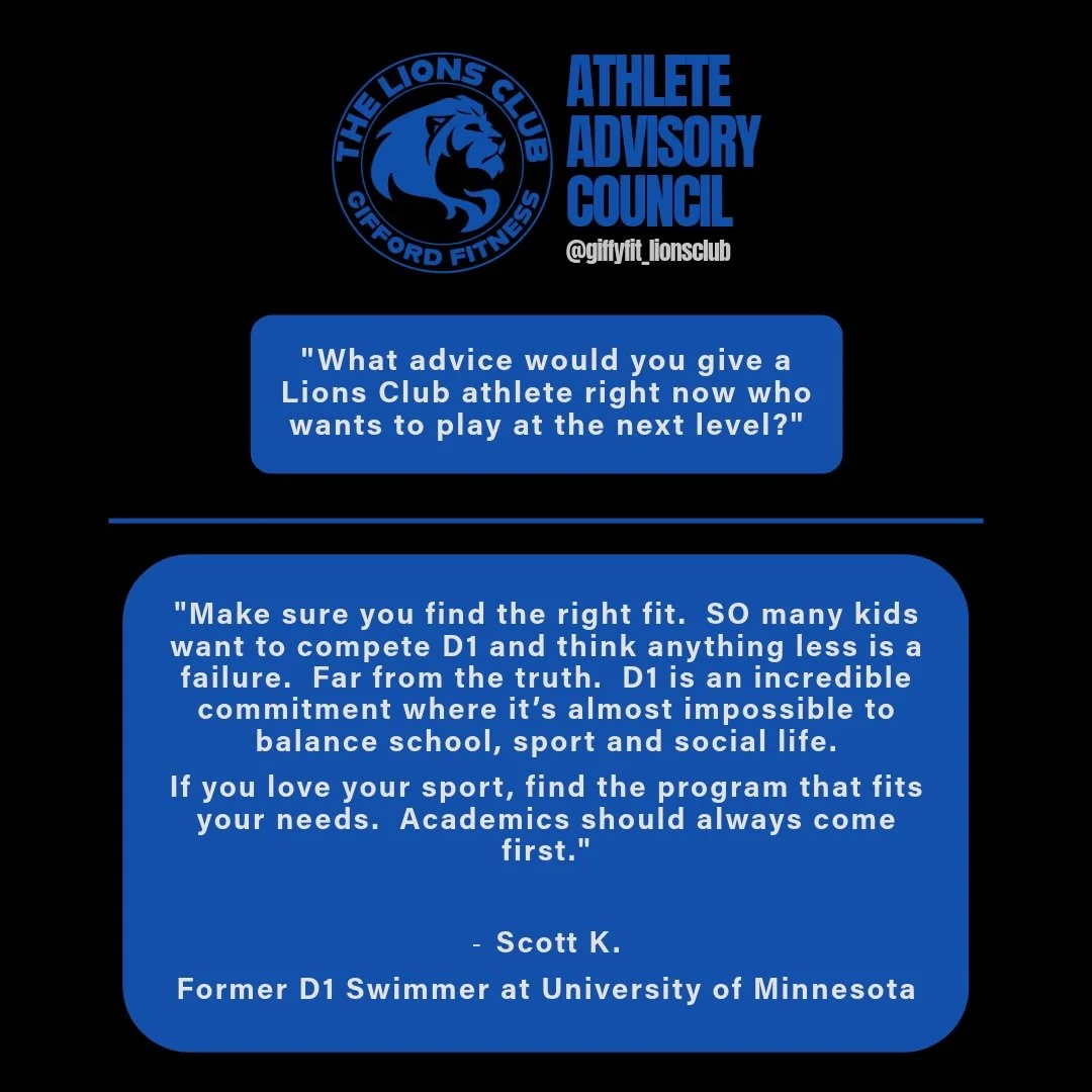 - Academics First -

The Athlete Advisory Council is a collective of trusted former college athletes with a range of experiences, from D1 to D3 and Club sports, with some who even played their sport professionally. They are success stories of hard wo