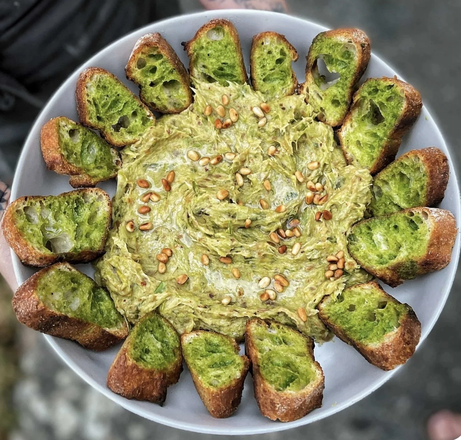 Herbed Crostini and Leek and Tahini Dip