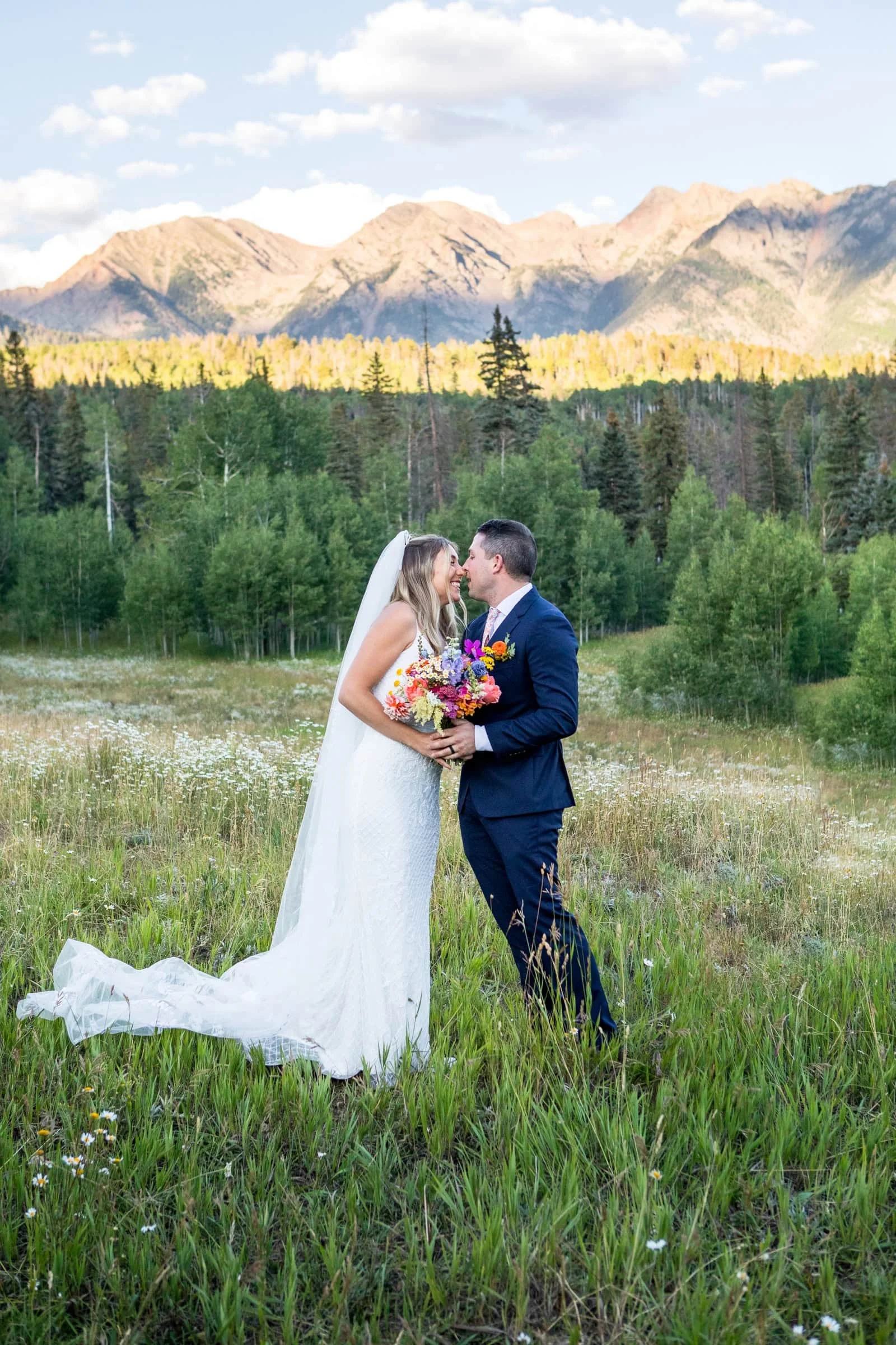 A couple gets married on a hike near Durango, Colorado.
