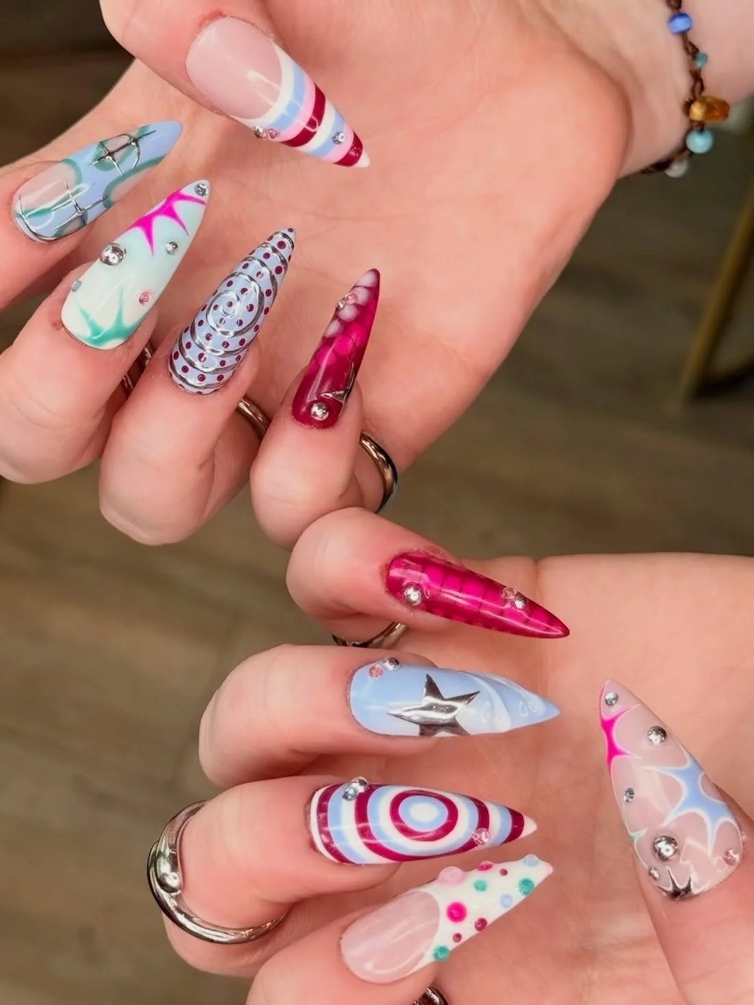 Funky, fun and colorful ❤️🌟🌀 set by Delaney ✨

📍 Thirteen Beauty Bar | La Cantera
📲 Book your appointment today

#CustomNailArt #SanAntonioNails #NailSalon #LaCantera