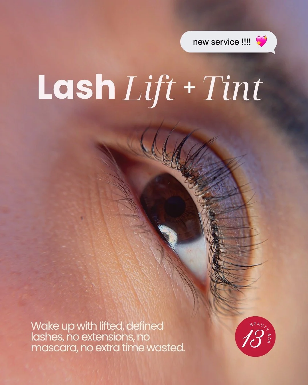 The secret to effortless mornings? ✨ Lash Lift + Tint.
Lifted, bold, and perfectly curled lashes that last up to 6 weeks. No extensions. No upkeep. More time for yourself!

Now available at Thirteen! Take care of your nails. Your hair. Your lashes. A