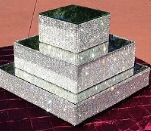 Bedazzled Bling Rhinestone covered multi-size cake stands offered by Elevate The Cake, LLC