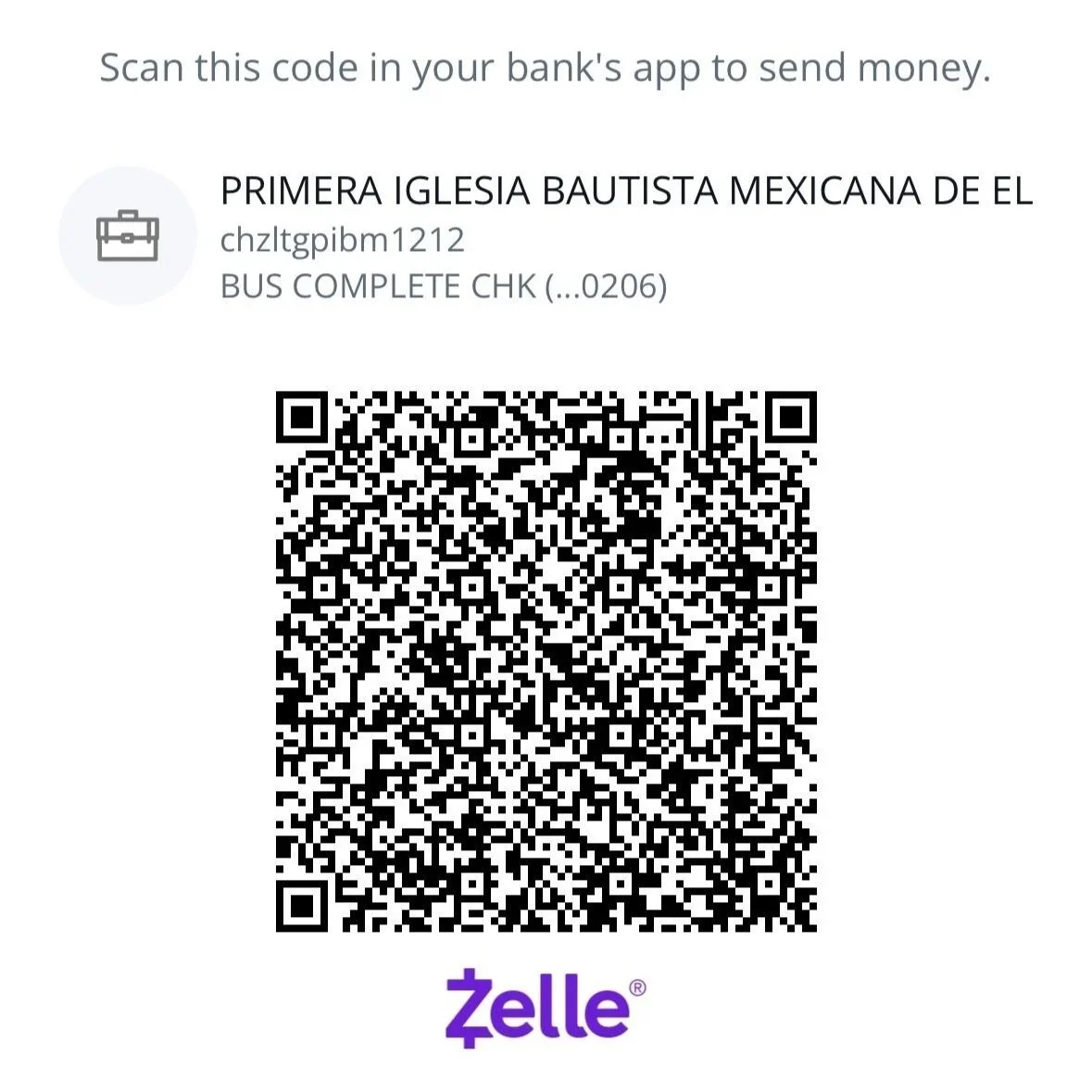 QR Code to Zelle Pay