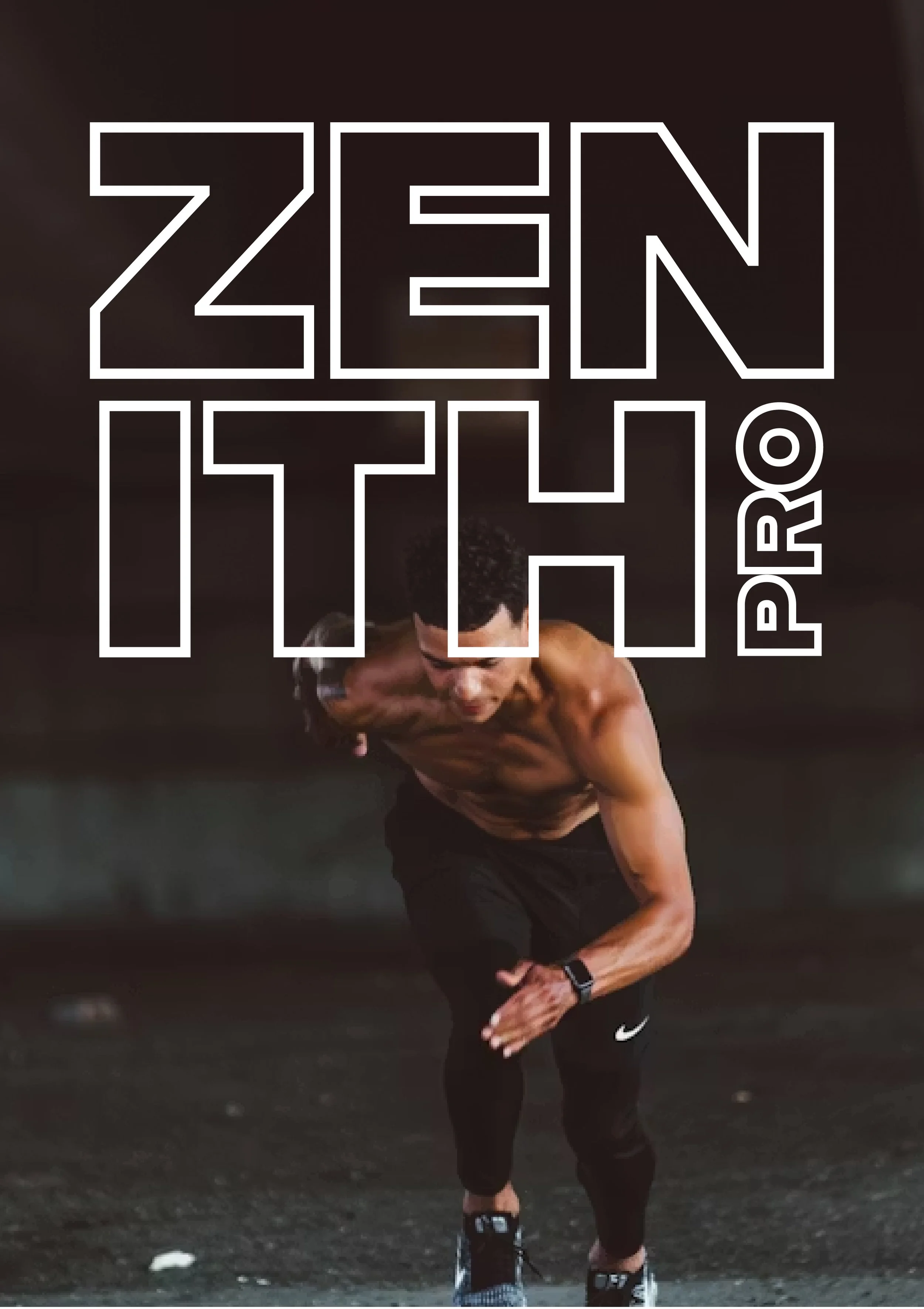 zenith pro stacked logo in outline on top of man performing acceleration drill