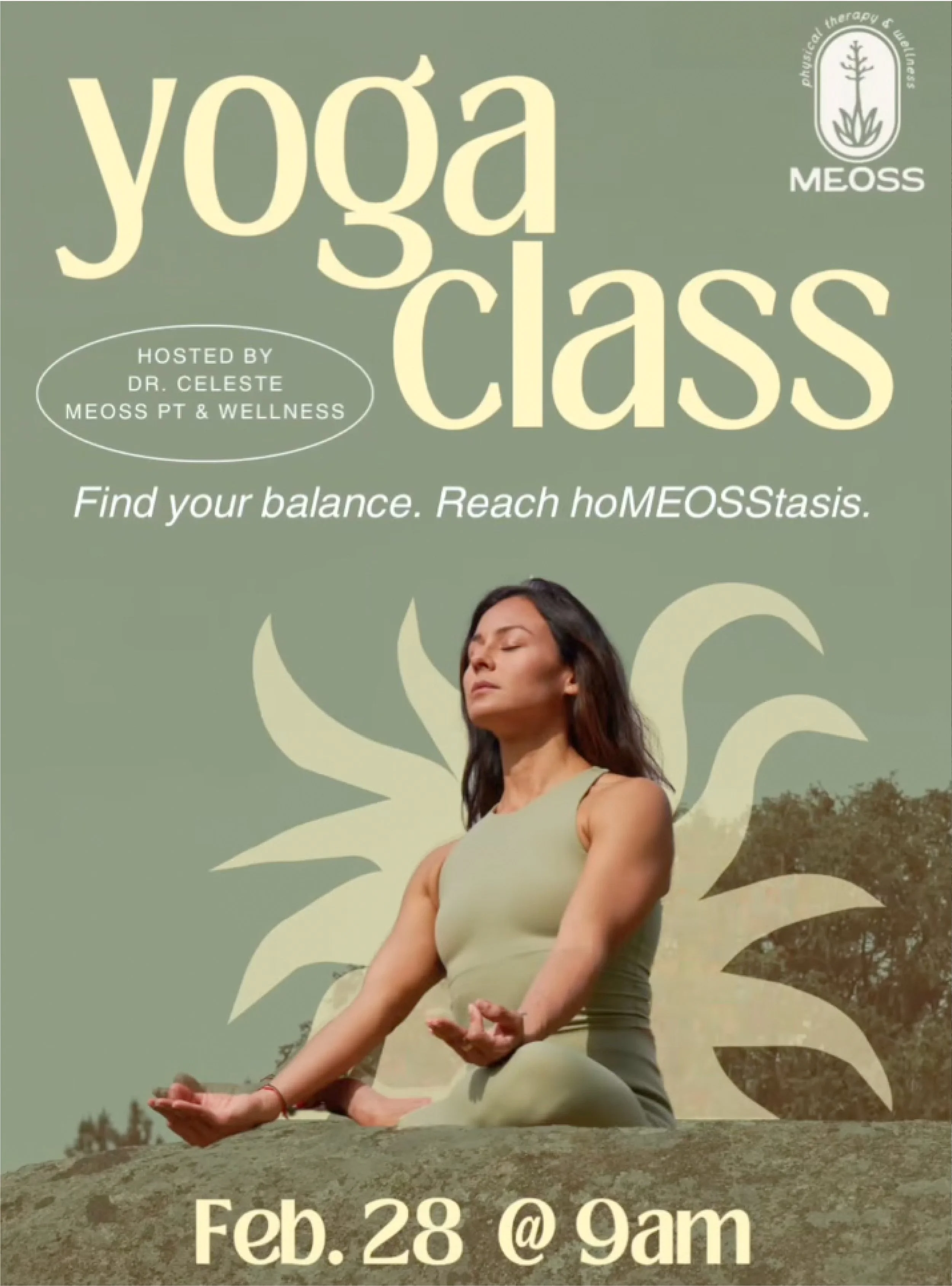 example of flier for meoss with an advertisement for a yoga class