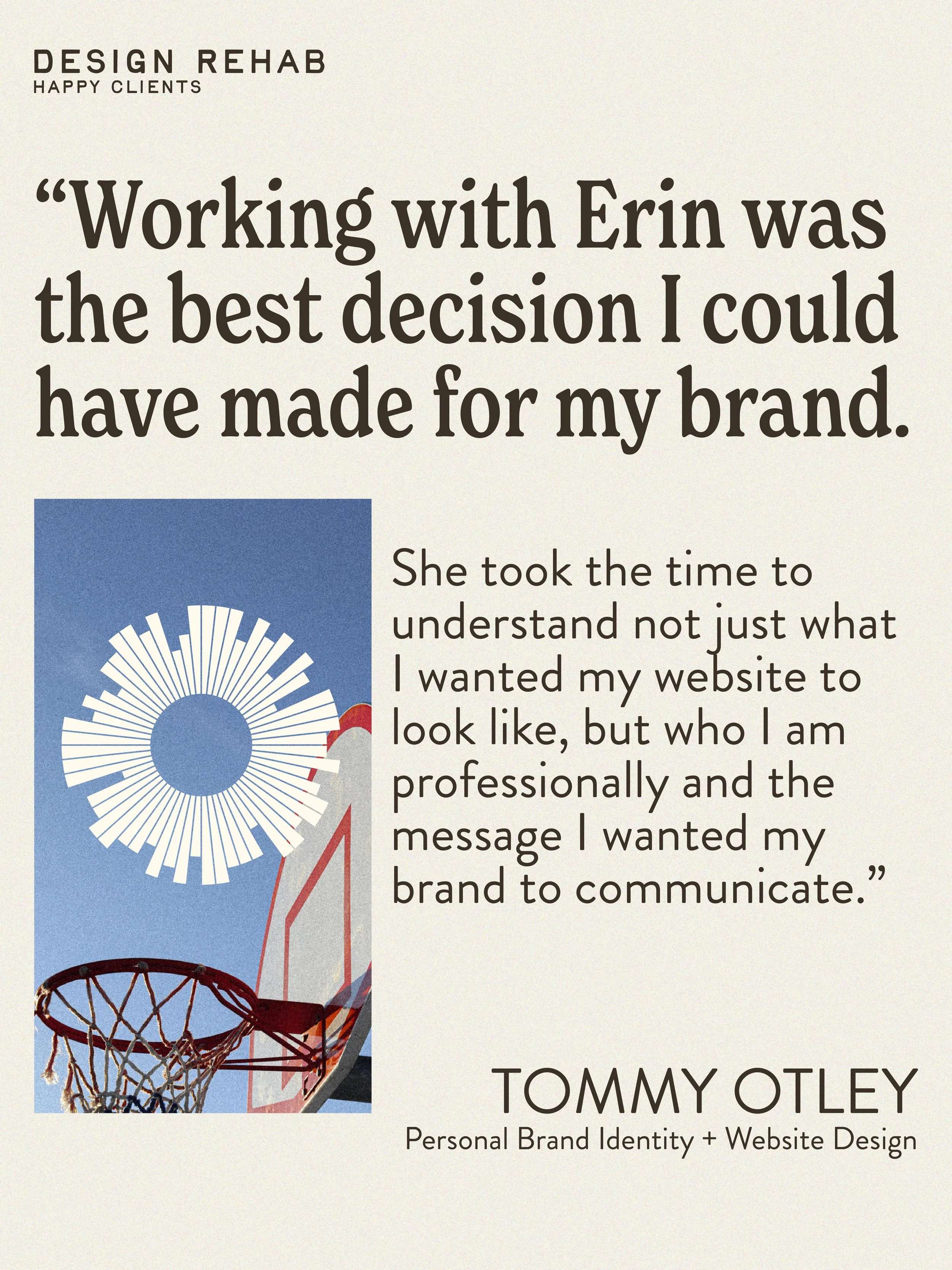 example of a testimonial with proper visual hierarchy to guide the eye