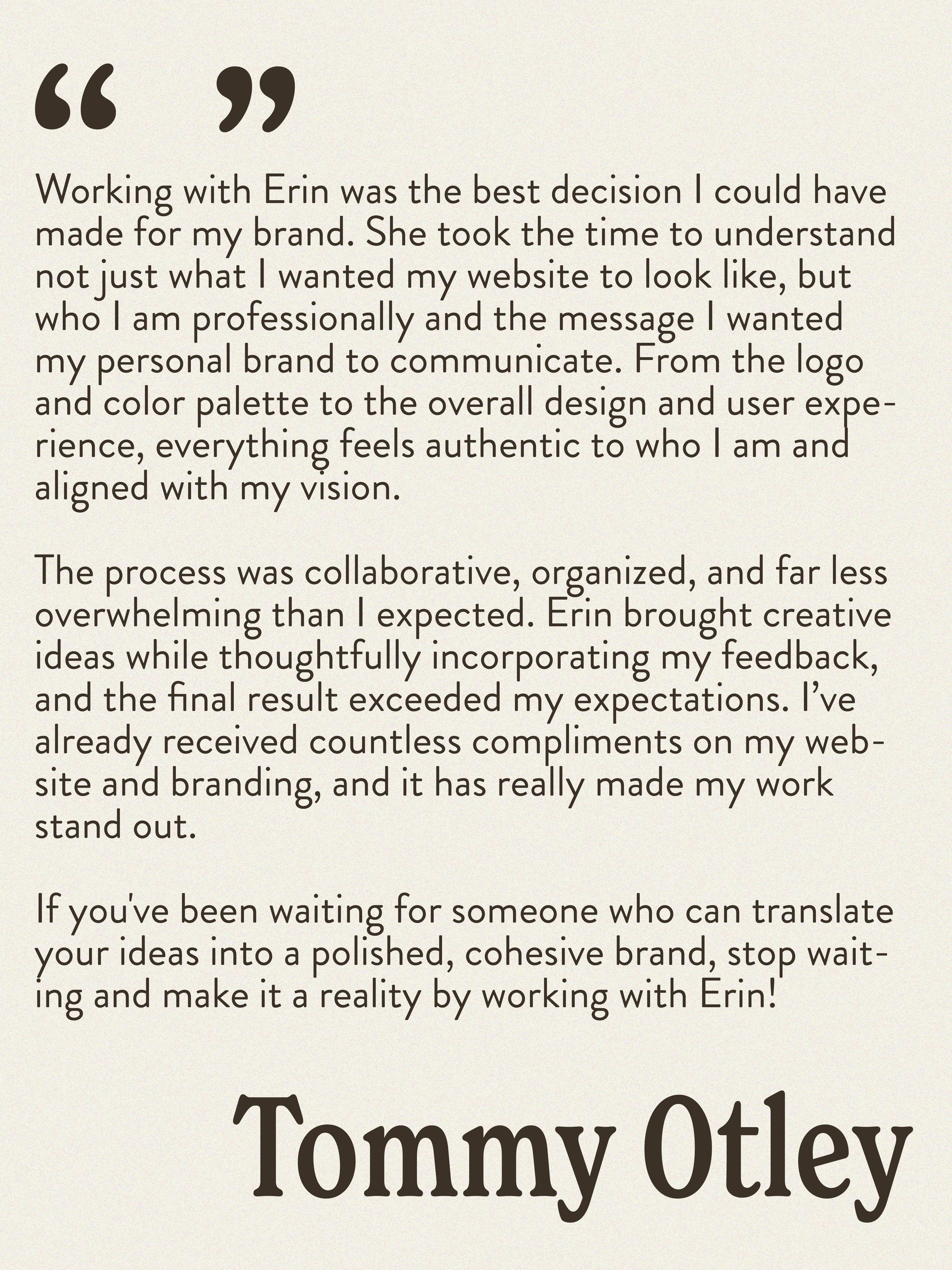 example of a testimonial with way too much text on it that won't perform well on instagram