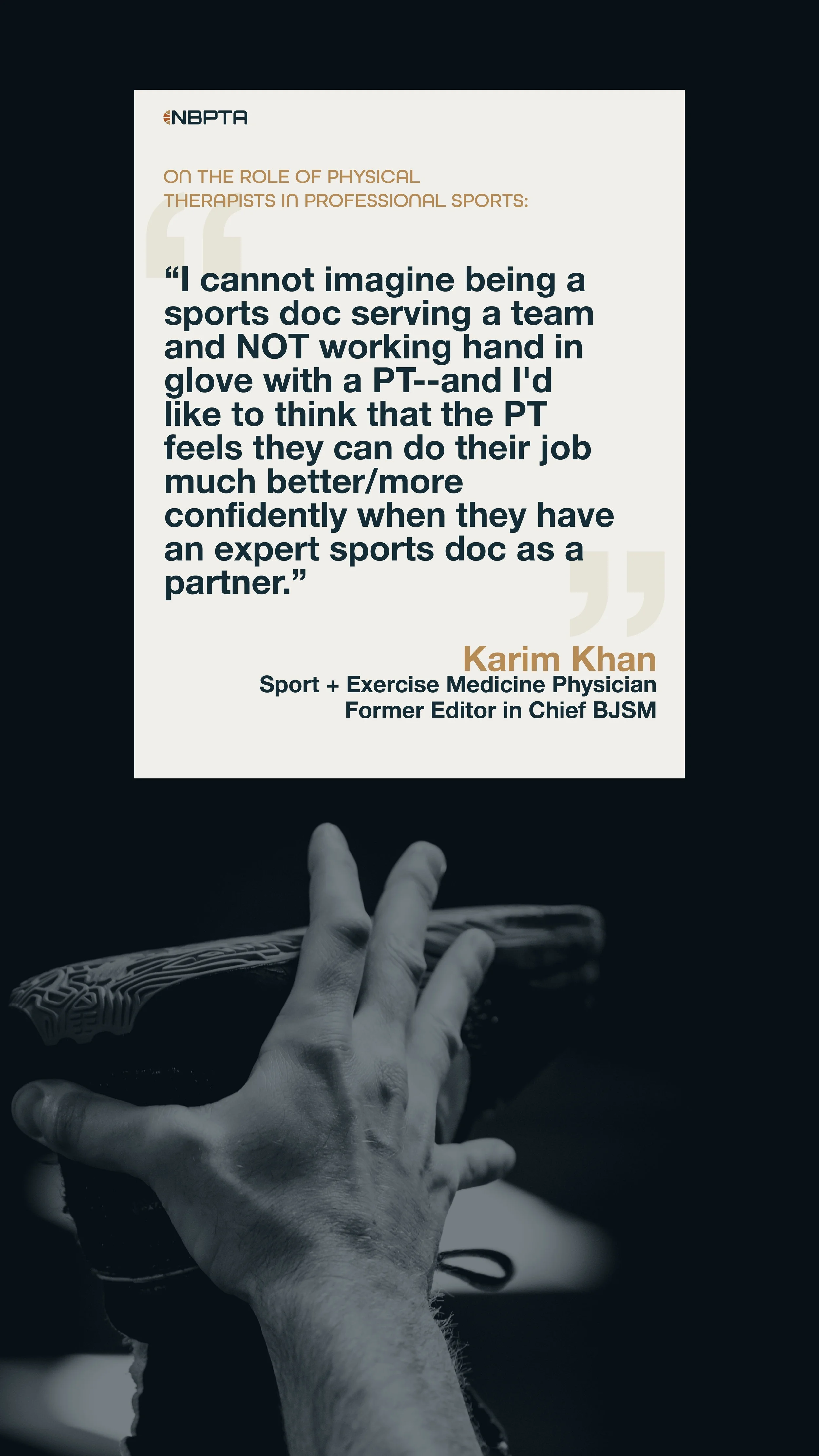 example of NBPTA social media post on top of image of PT hand on foot