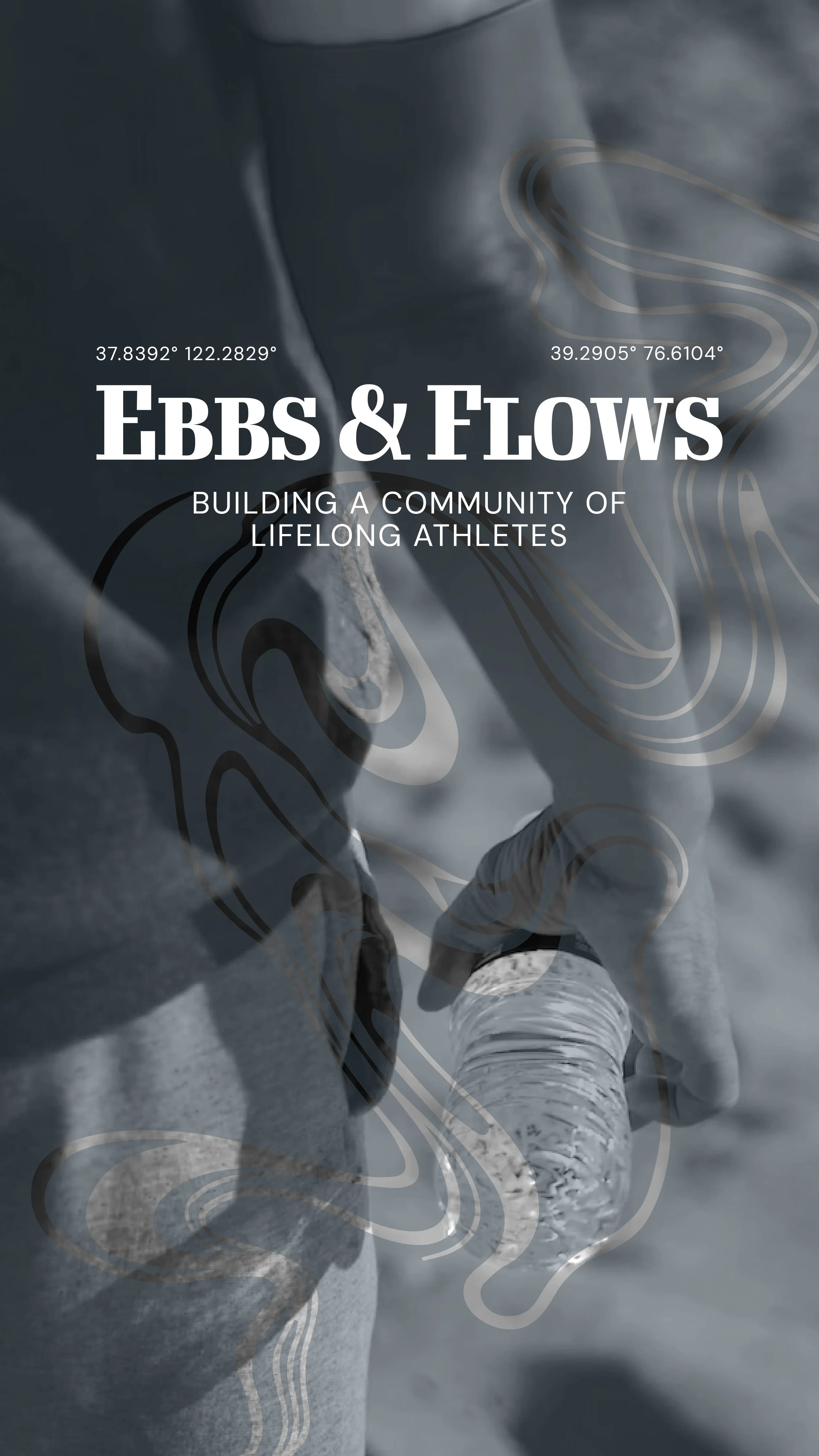 ebbs and flows logo over man holding water bottle