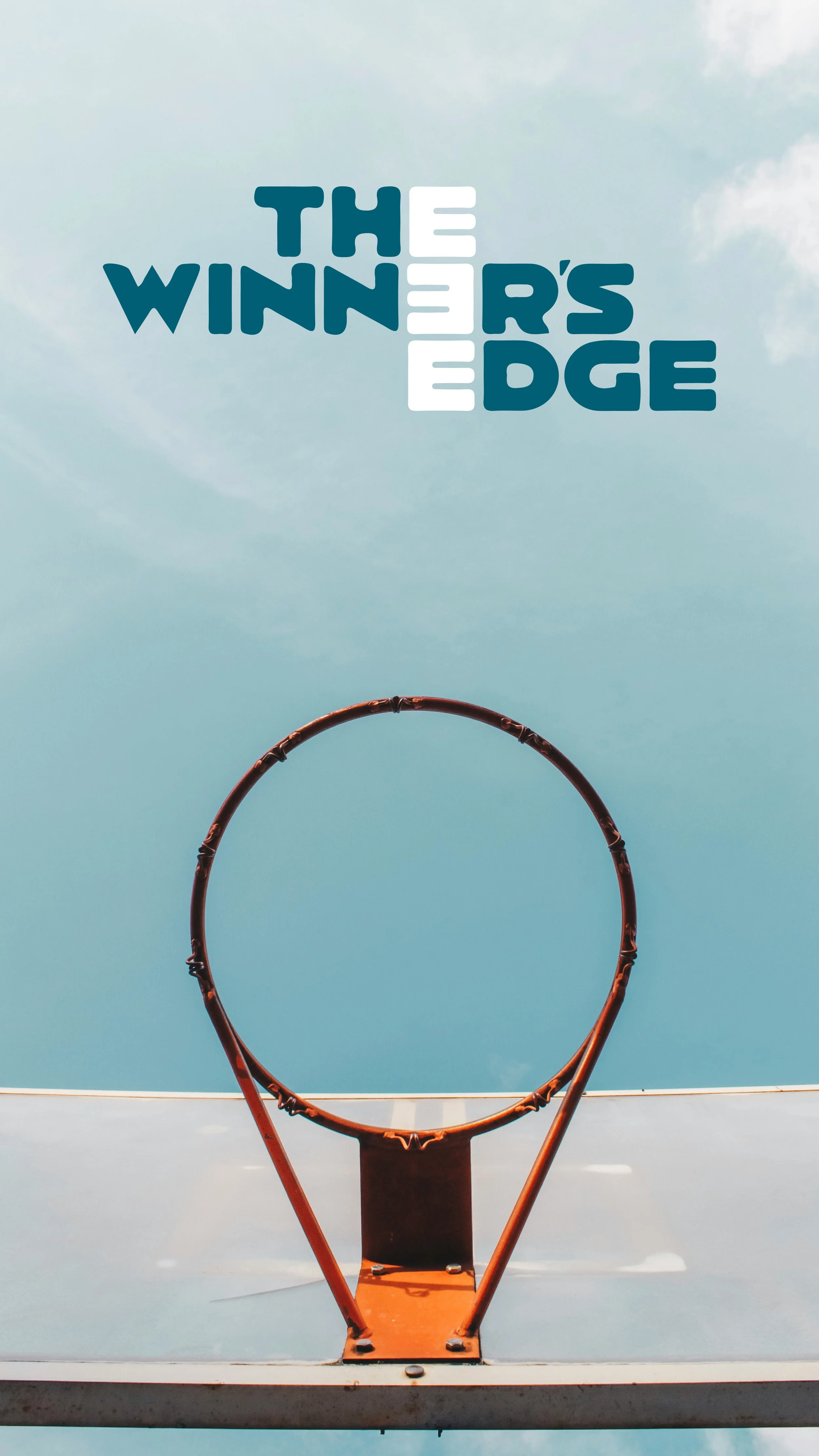 winners edge primary logo on top of aerial photo of basketball hoop