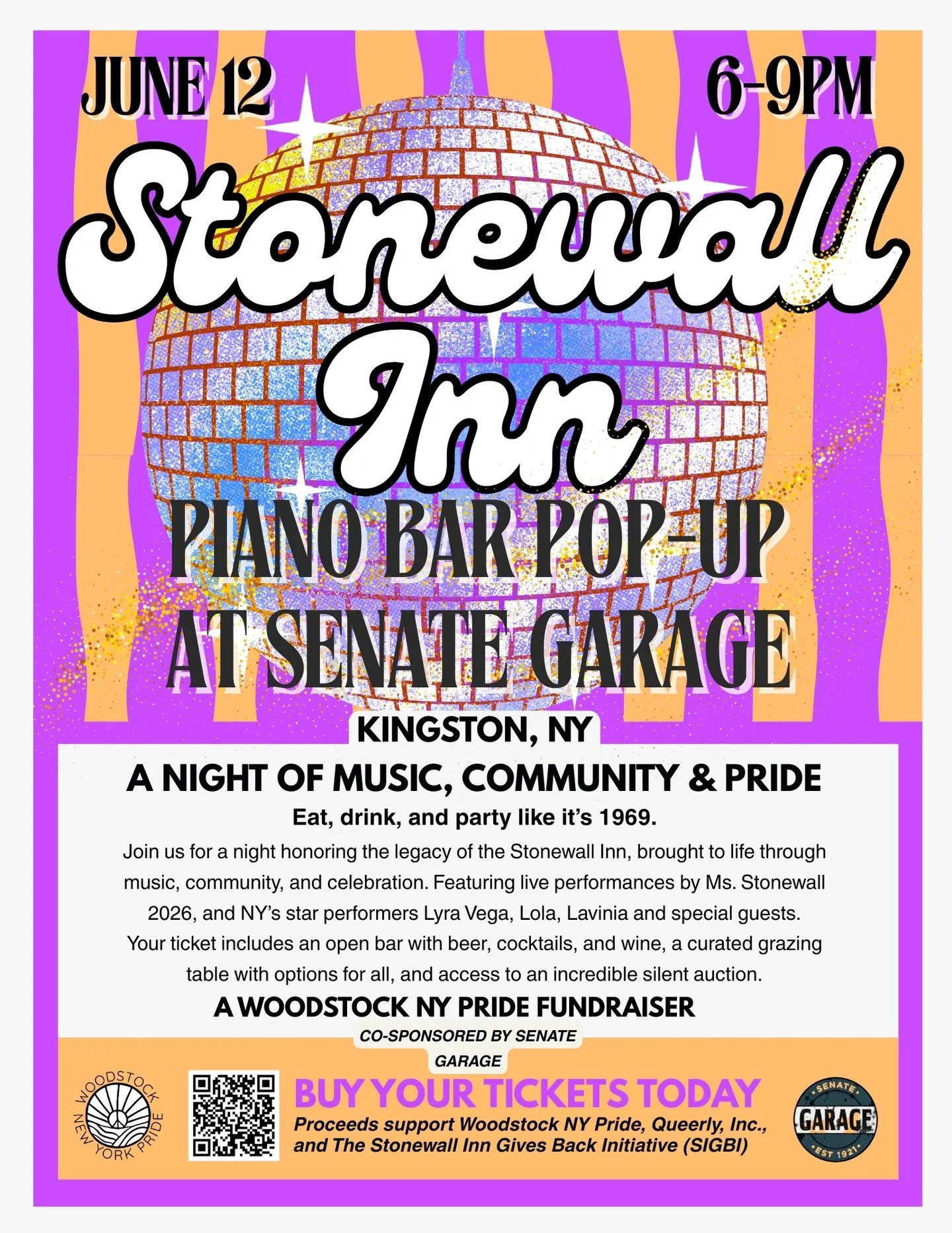 Hosted by Woodstock NY Pride in fabulous collaboration with Senate Garage, get ready for the Stonewall Inn Piano Bar Pop-Up&mdash;a one-night-only, high-glam takeover bringing the iconic NYC piano bar magic to the Hudson Valley.

Step into a night of