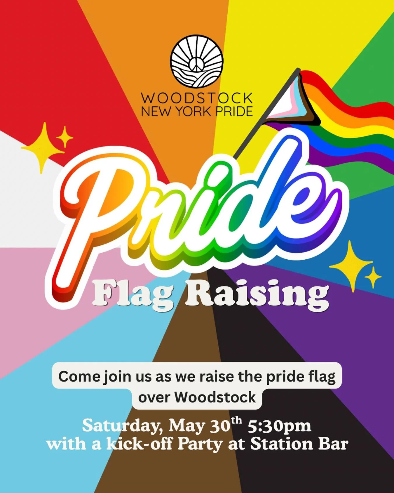 Join us as we raise the Pride flag over Woodstock once again, a symbol of visibility, love, community, and belonging. 🏳️&zwj;🌈

On May 30th at 5:30pm, we gather together to kick off Pride season with joy, reflection, and celebration as the flag ris