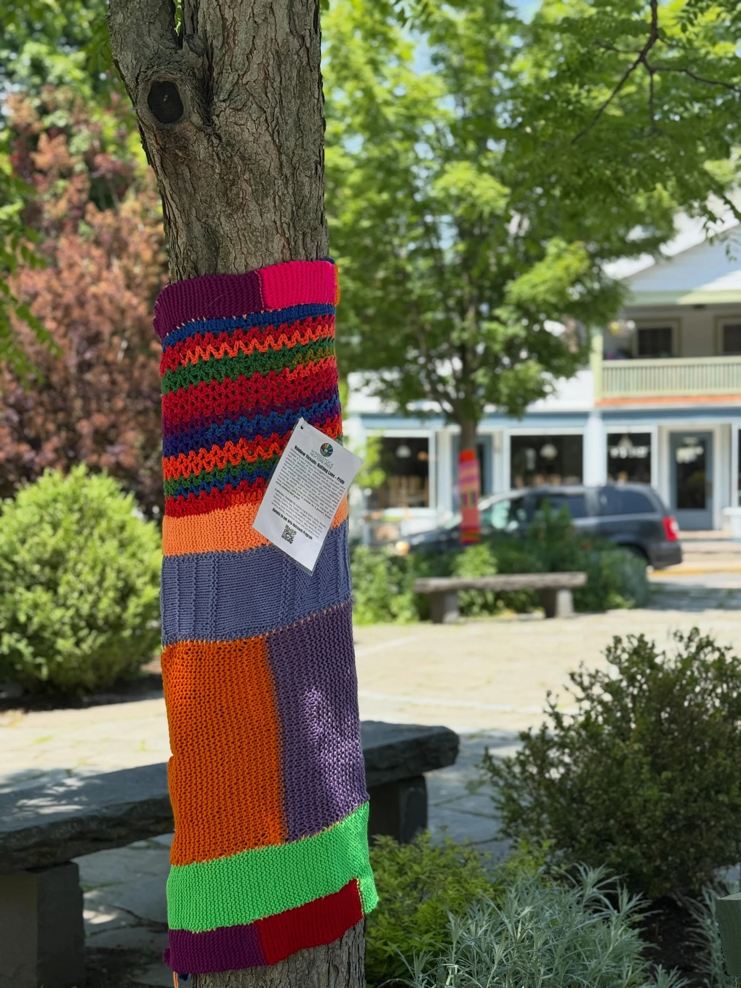 🧶Woodstock Yarn Bombing🧶

Keep an eye out for our newest additions to our Woodstock NY Pride Yarn bombing. Our fiber artist have feverishly been working away this winter and are excited to show off an even larger and brighter tree installation. The
