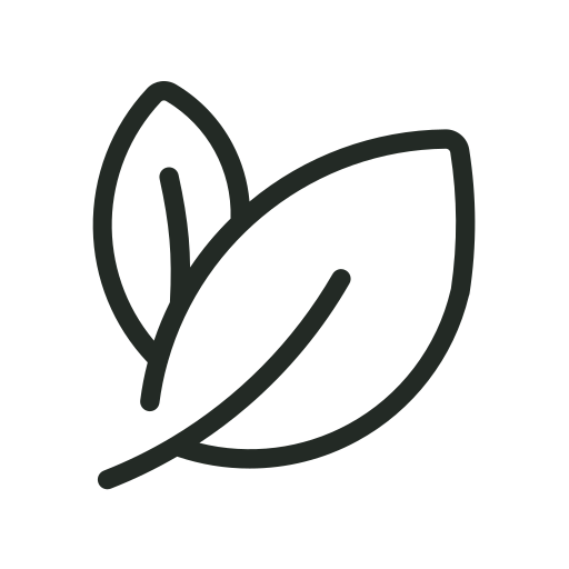 Simple line drawing of two overlapping leaves.