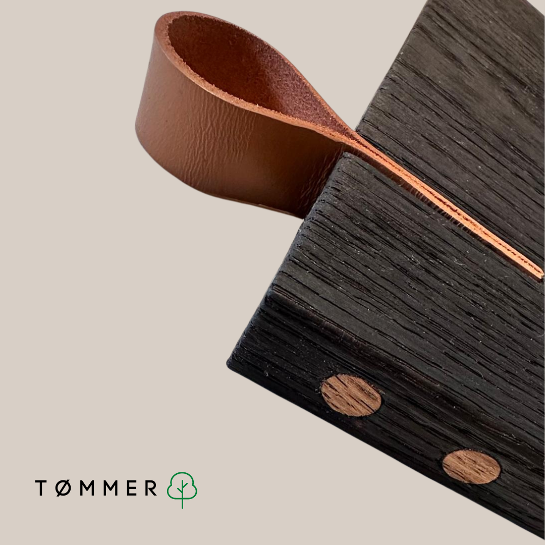 Large Oak Shou Sugi Ban and Leather Chopping Board. 