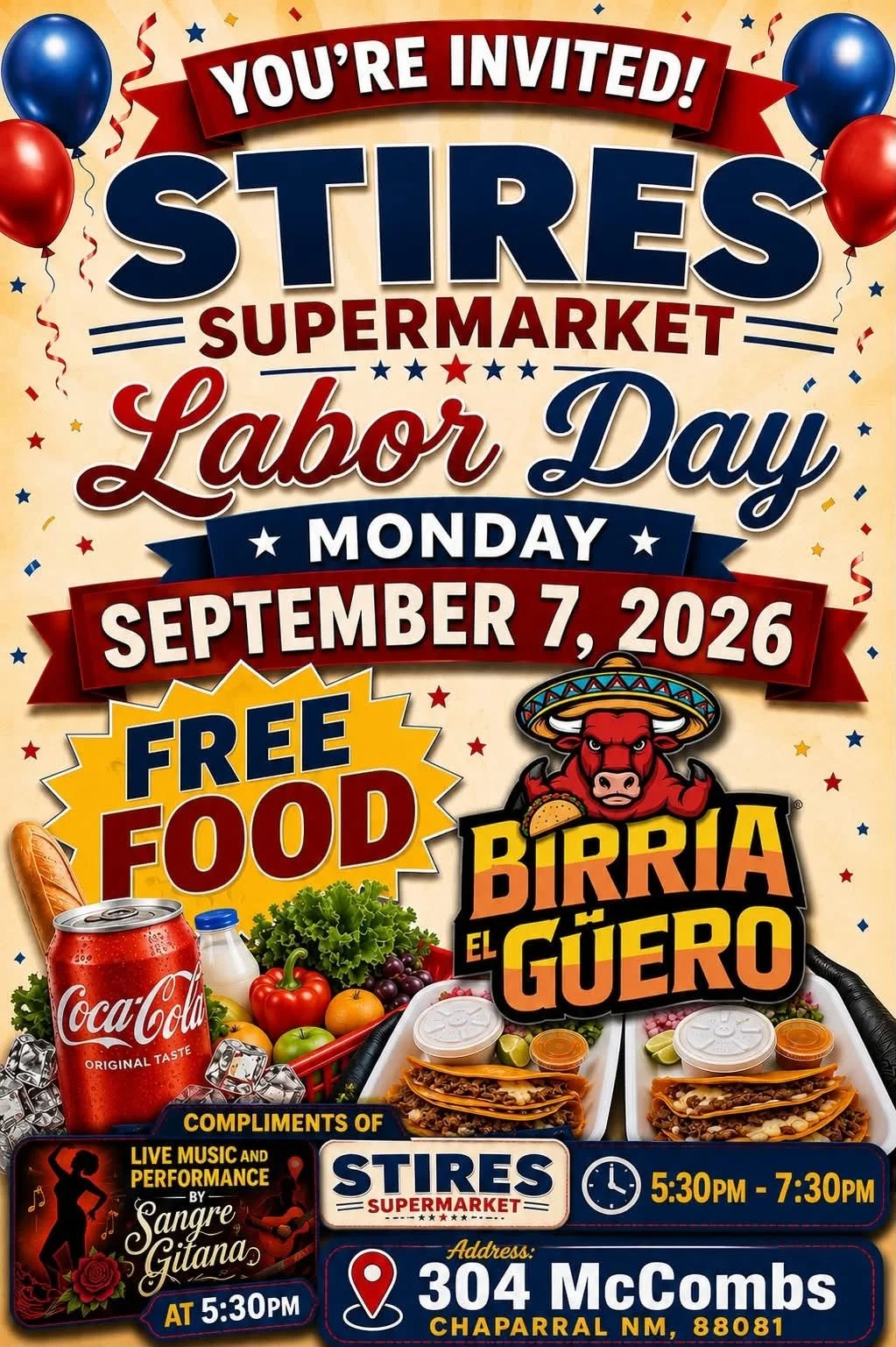 SANGRE GITANA (TRIO) @ Stires Super Market LABOR DAY EVENT