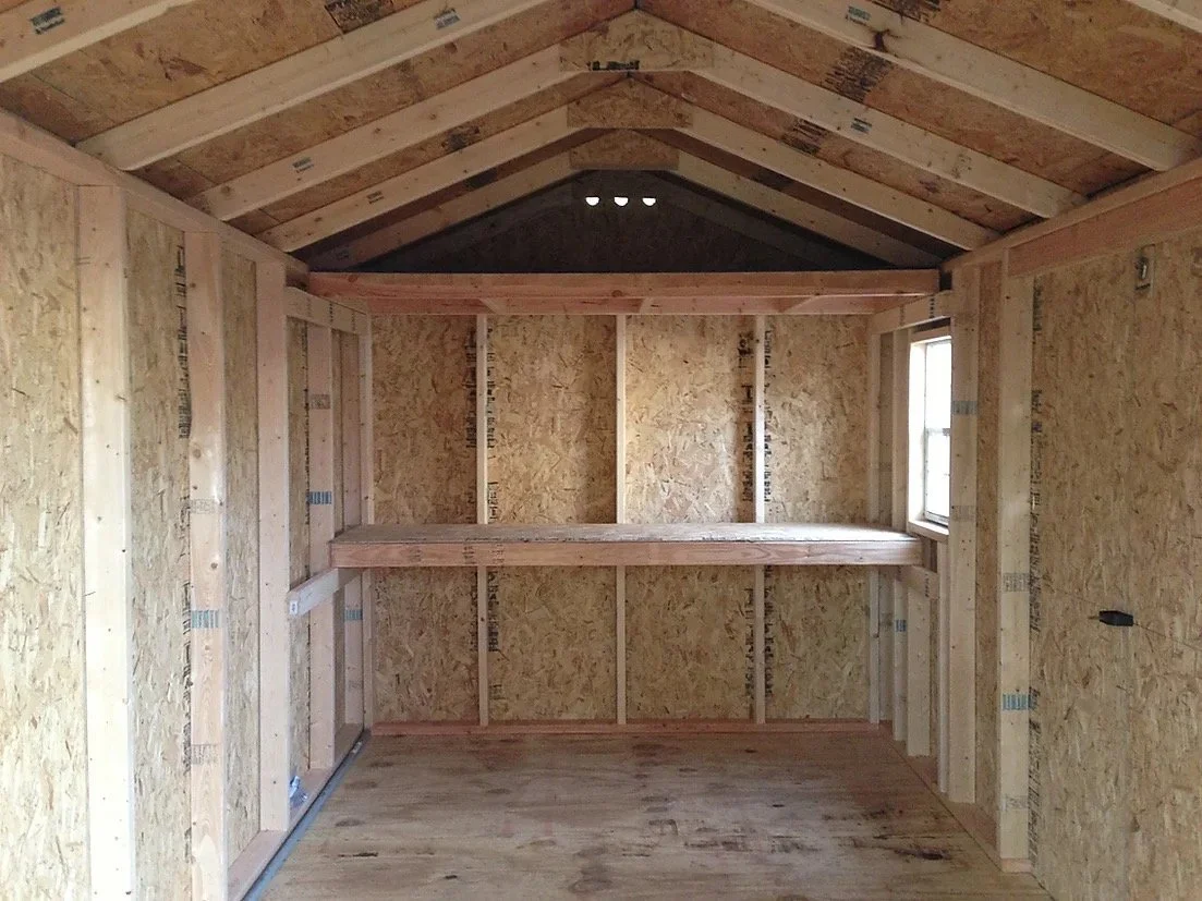 Interior with loft and workbench