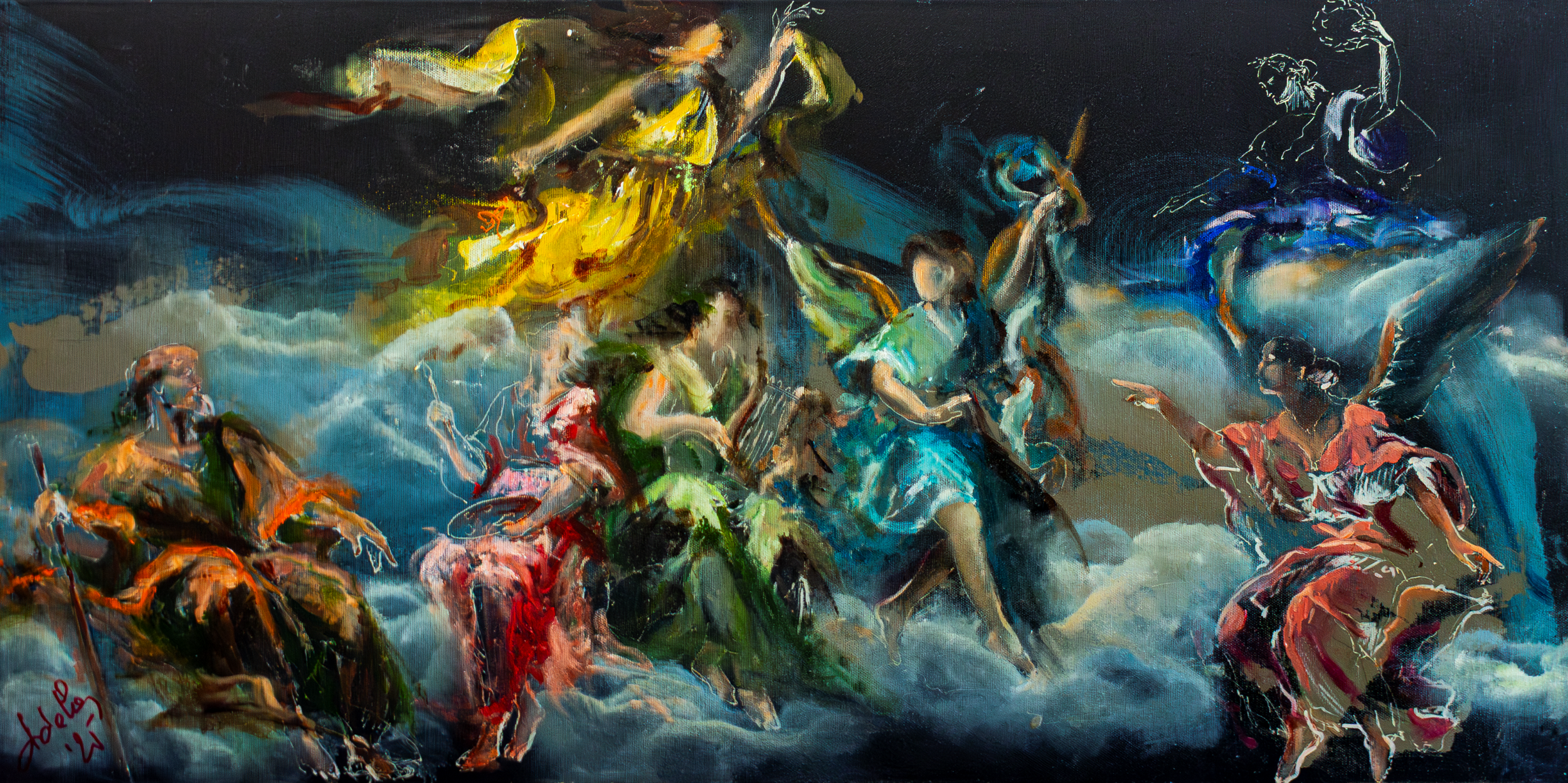Banquet of the Muses - Dyptich
Oil on canvas, 200x50 cm