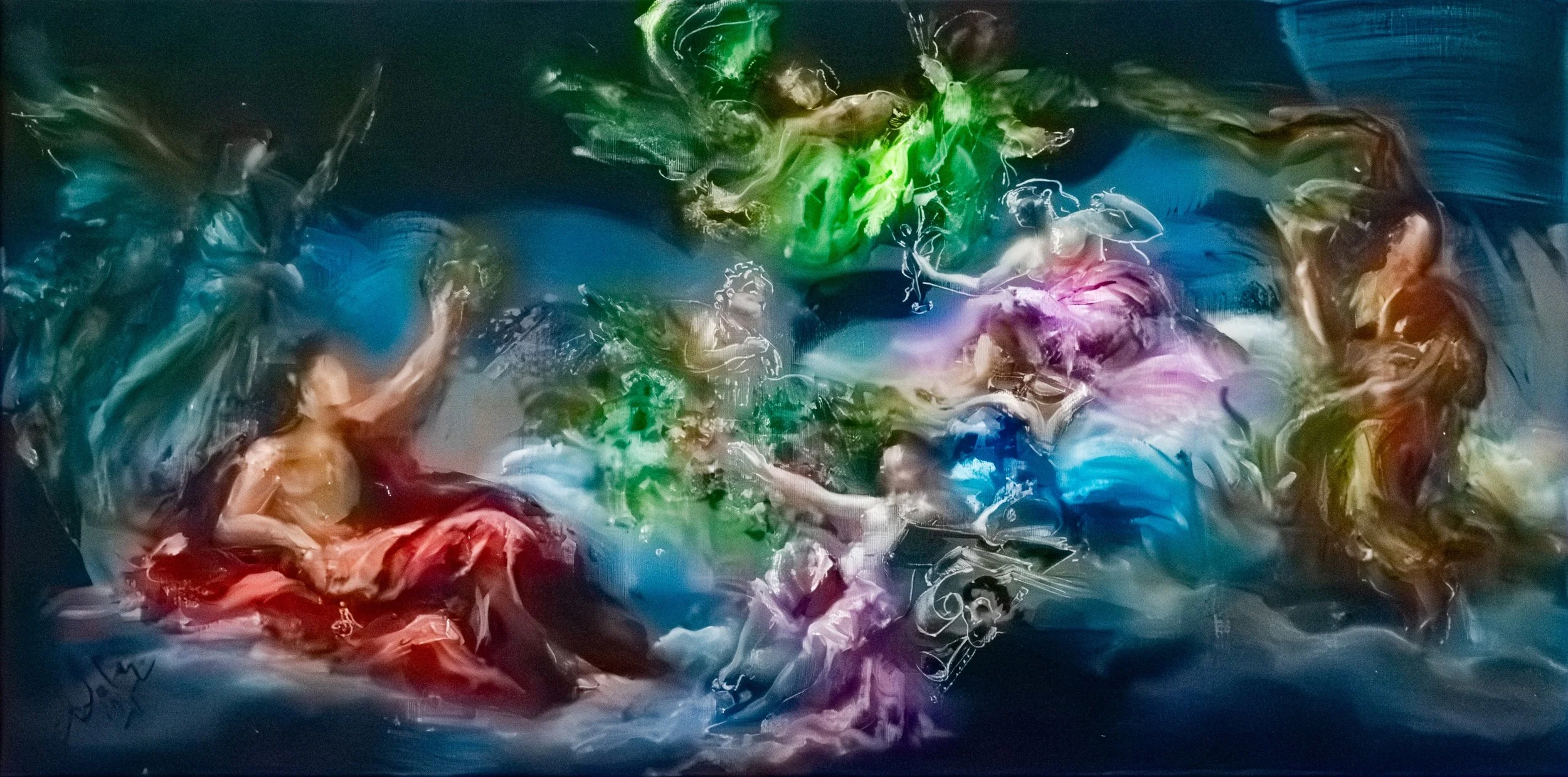 Banquet of the Muses - Dyptich
Oil on canvas, 200x50 cm
