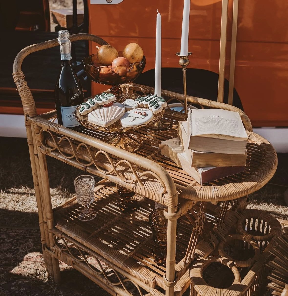 Rattan Vintage Bar Cart