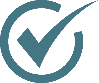 A check mark inside a circle.