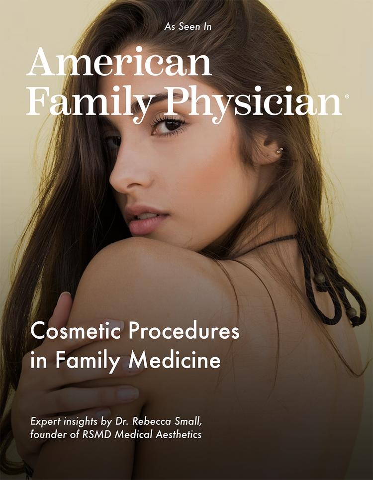 Cover of a magazine or book titled 'American Family Physician' featuring a young woman with long brown hair and fair skin, looking over her shoulder, with text about cosmetic procedures in family medicine.