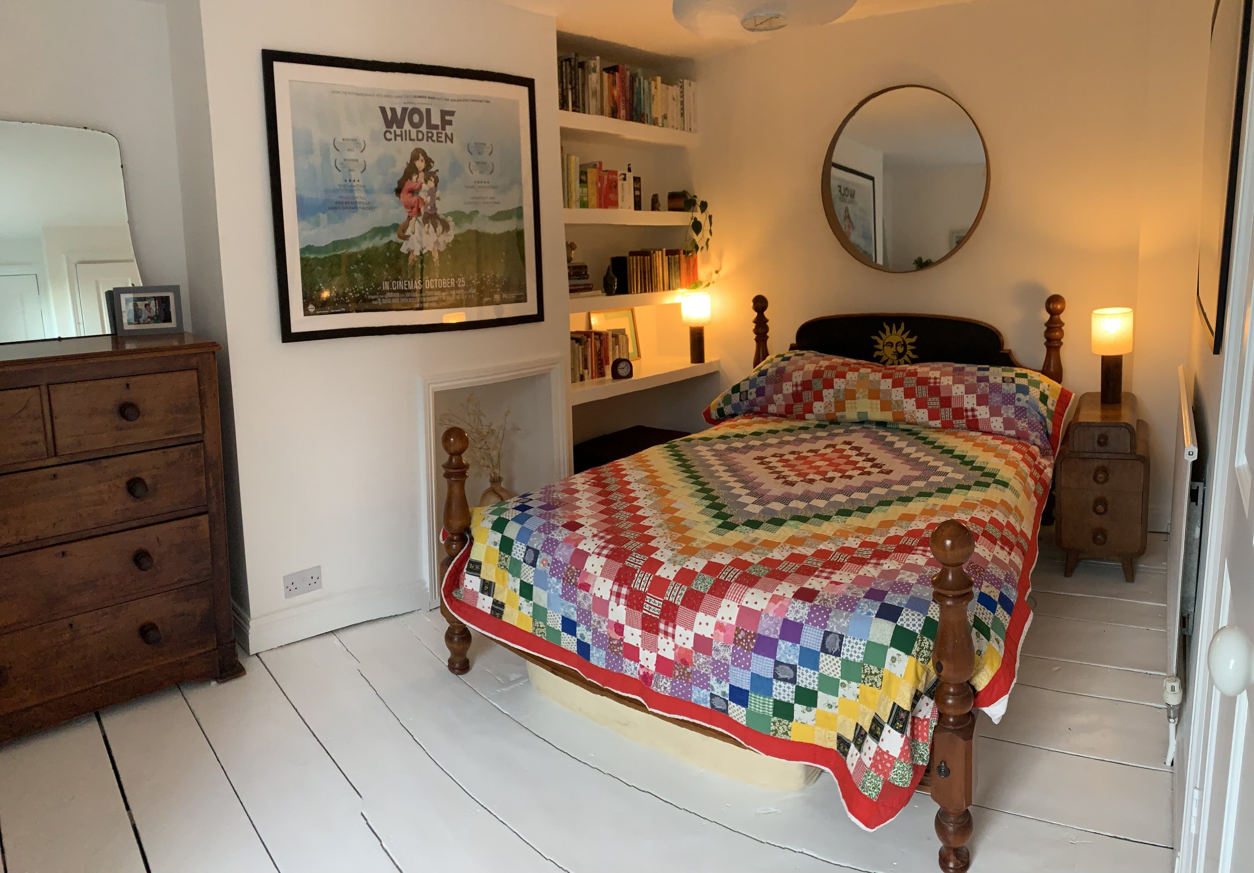 Bedroom 3 on first floor with built in "floating" shelves