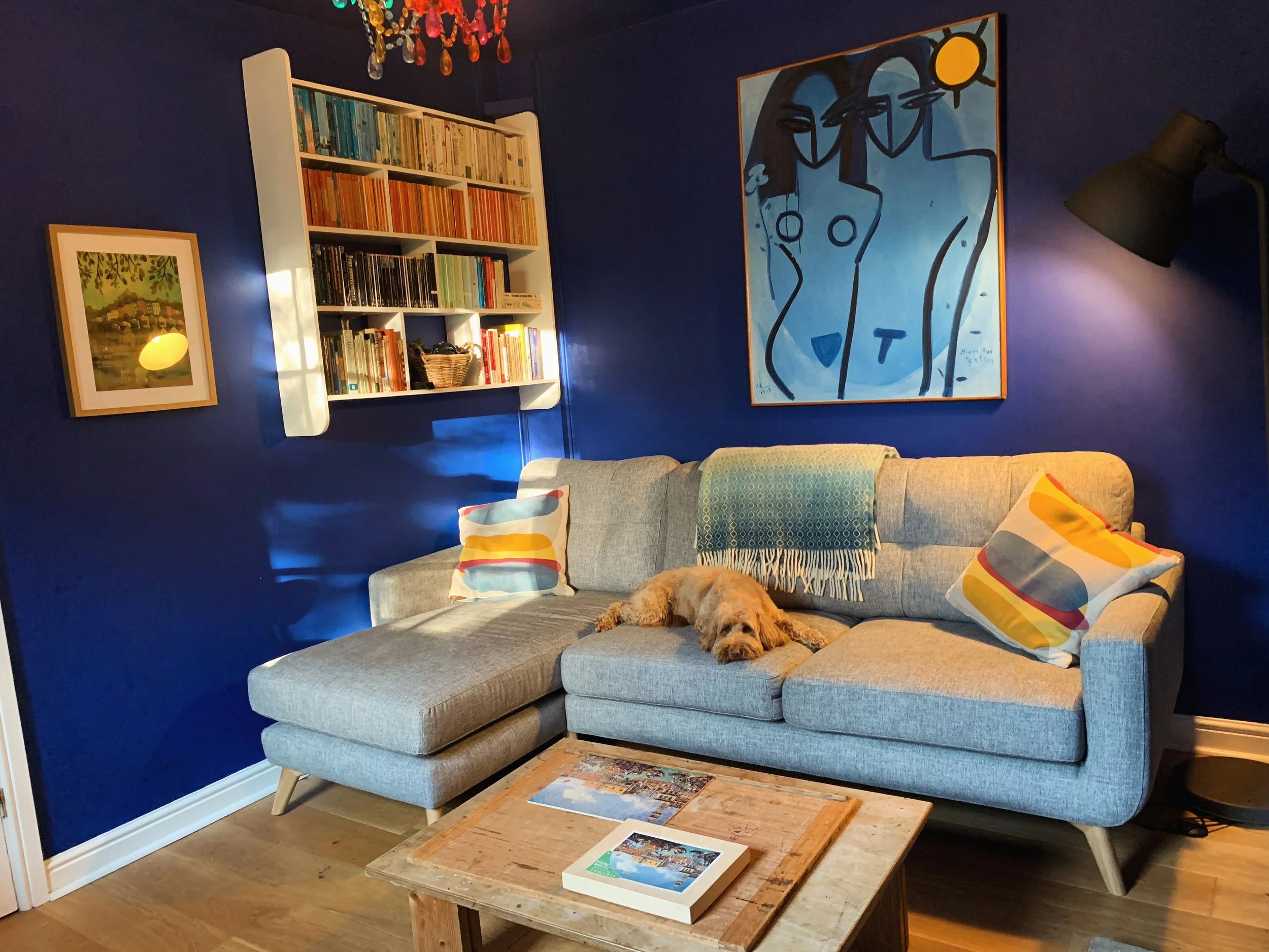 Siting room on ground floor (not in vision, wood burning stove): room is now pale pink