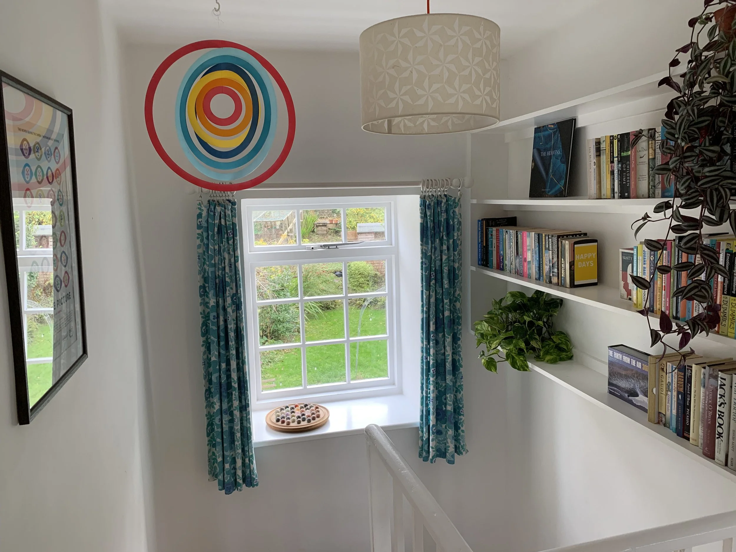View from the top of the stairs (shelves are built in)