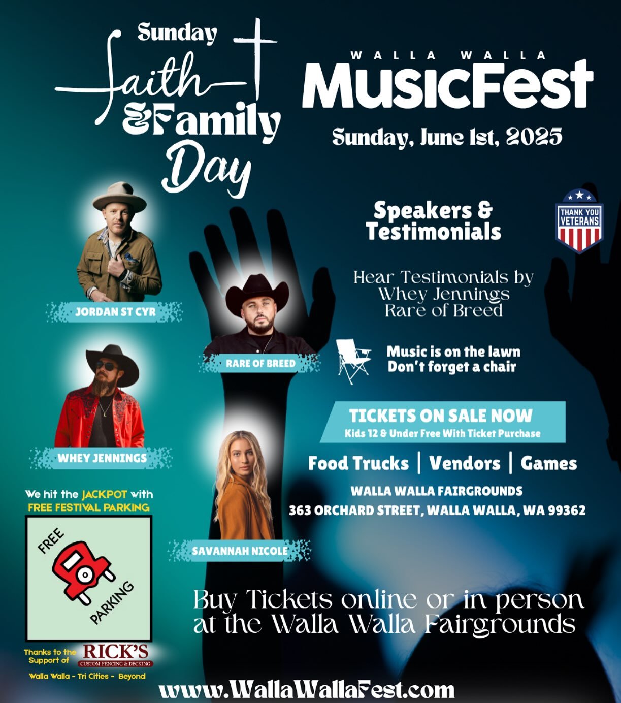 Come on down today for Faith and Family Day at Walla Walla Music Fest! We have a great line up for you today as well 🔥