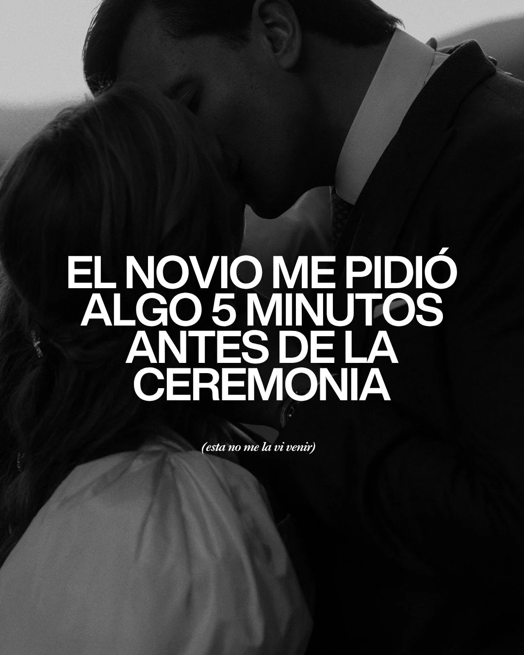 Como fot&oacute;grafo de bodas lo que me pidi&oacute; este novio antes de la ceremonia, no me lo esperaba.

Los momentos m&aacute;s importantes del d&iacute;a no pasan delante de la c&aacute;mara.
Pasan cinco minutos antes de que empiece todo.

Ese n
